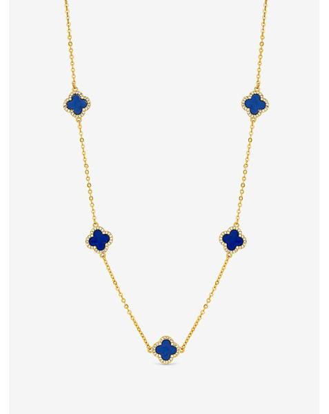 Gold Plated Lapis Clover Necklace