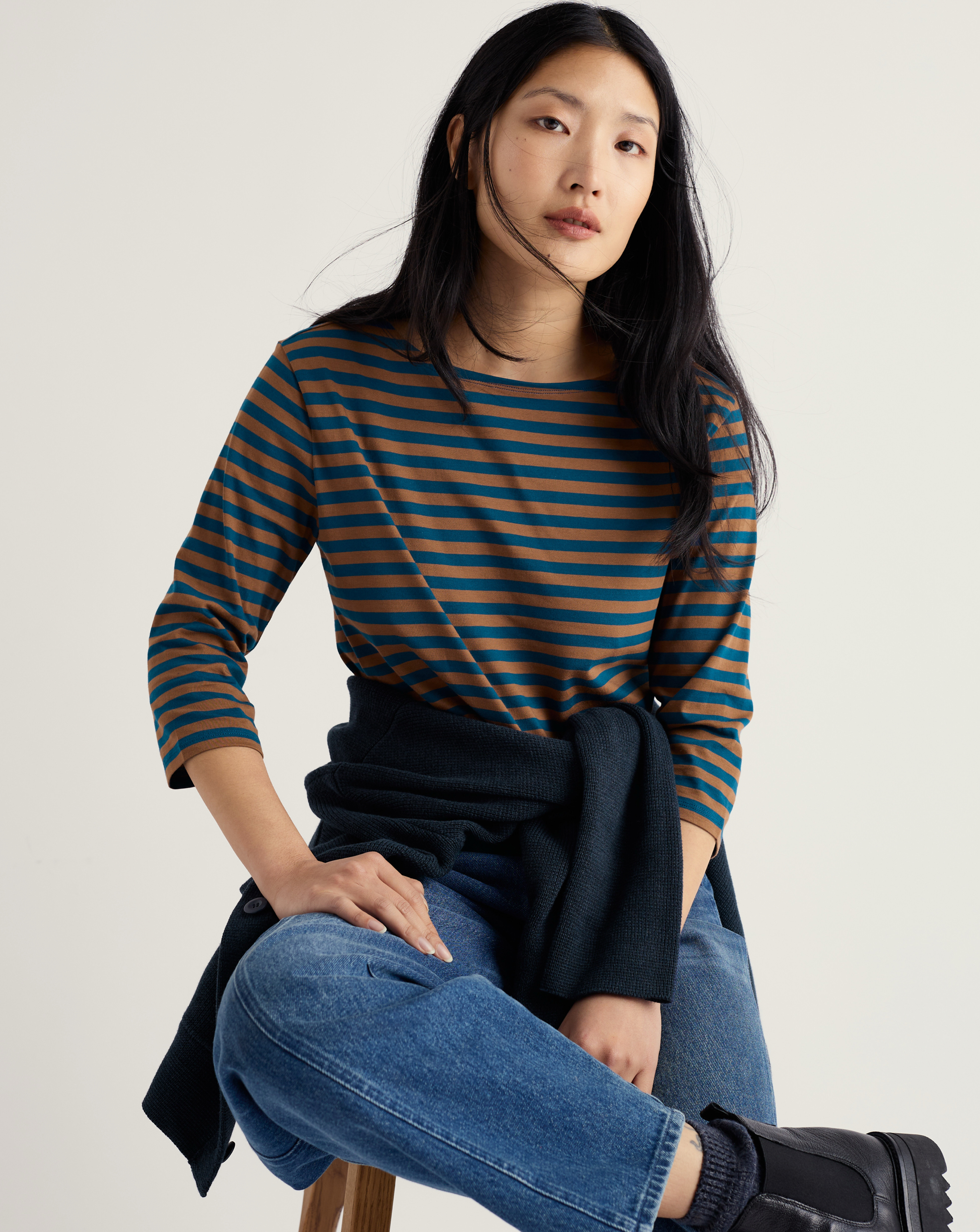Seasalt Multi Cornwall Sailor Top - Size 14