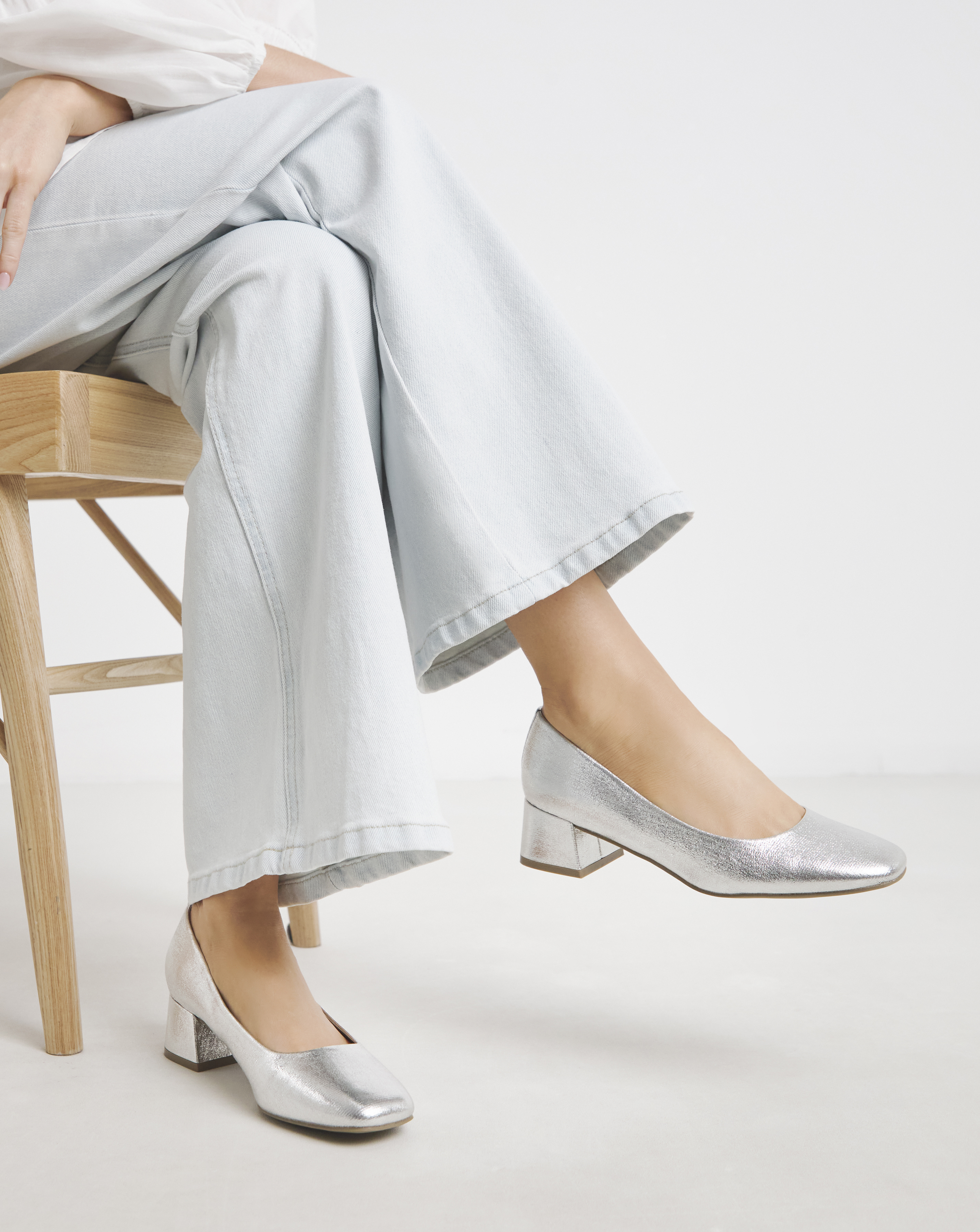 Low Block Heel Court Shoes Wide