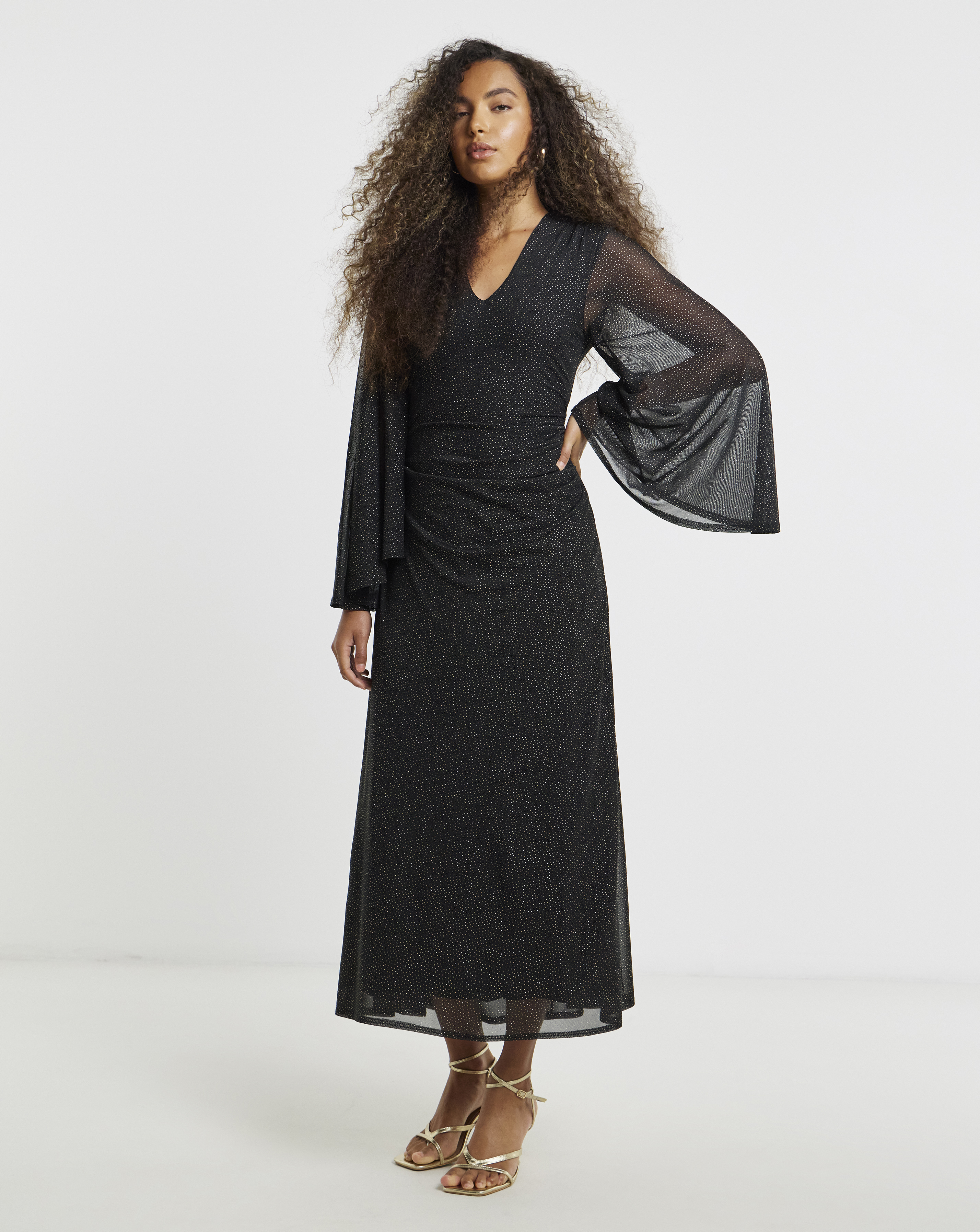 Flounce London Glitter Mesh Dress