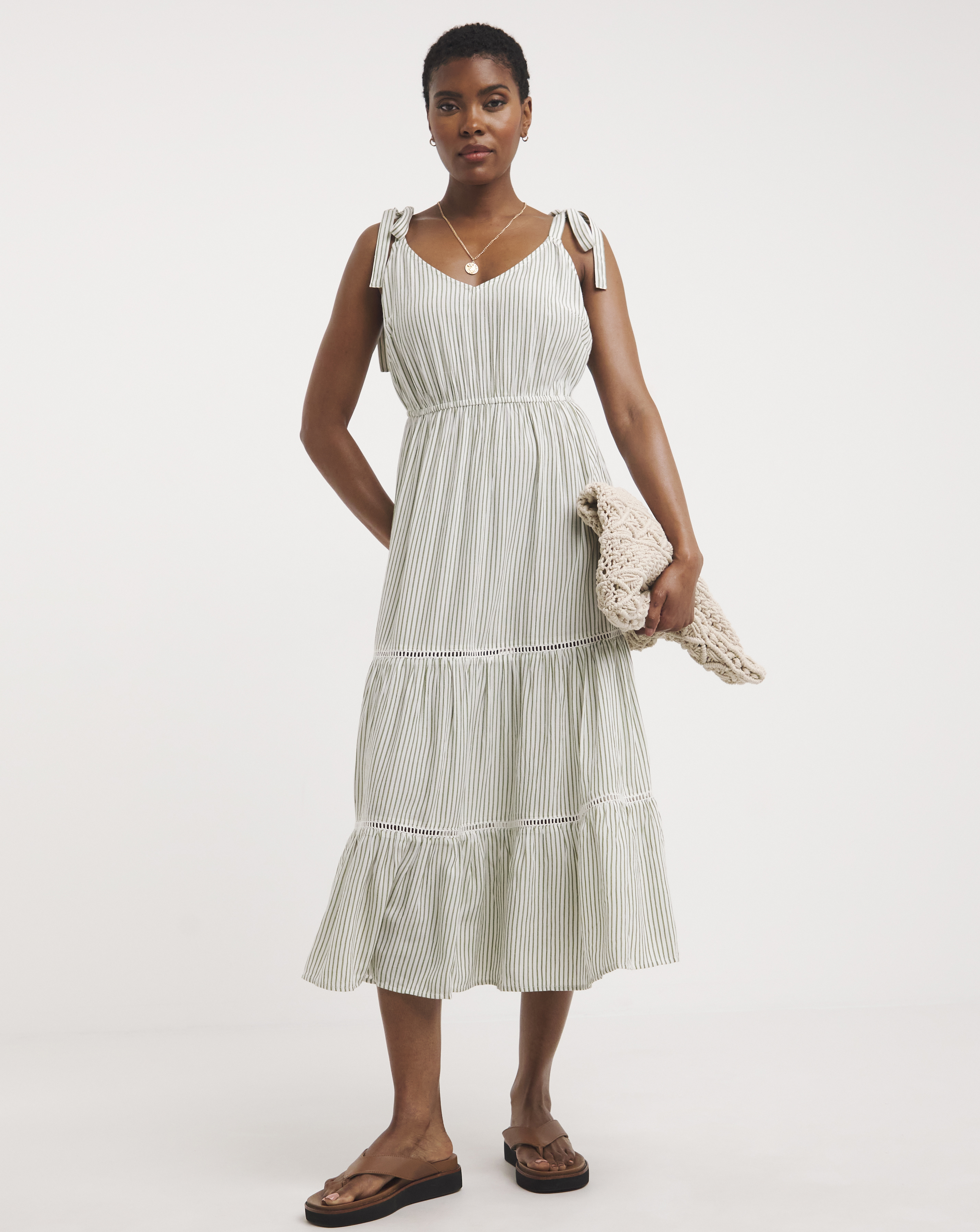 Striped Crinkle Viscose Cami Dress