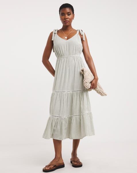 Striped Crinkle Viscose Cami Dress