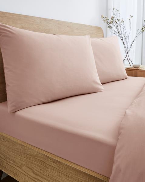Pure Cotton 200TC 30cm Fitted Sheet - Dusky Pink