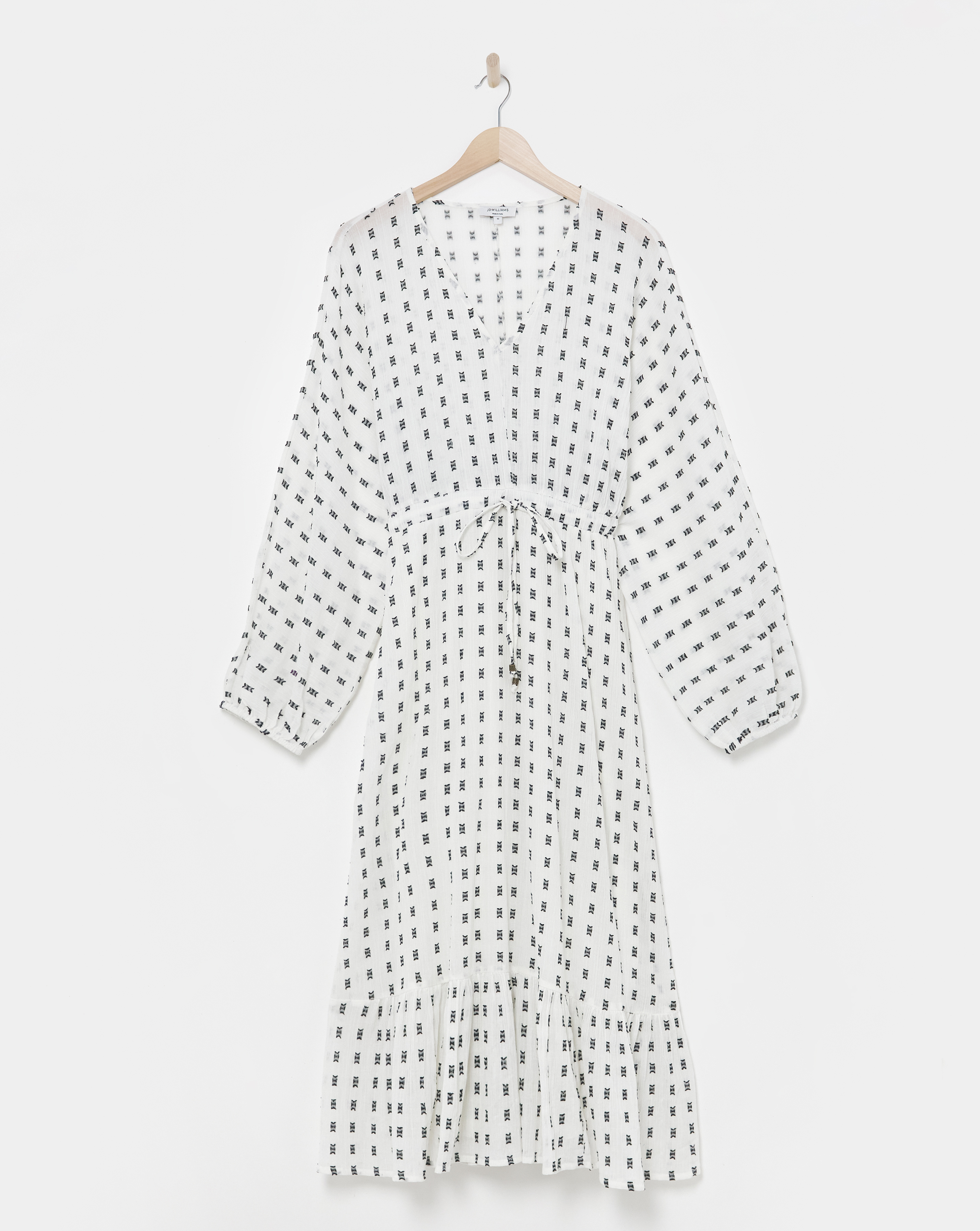 Contrast Dobby Balloon Sleeve Maxi Dress