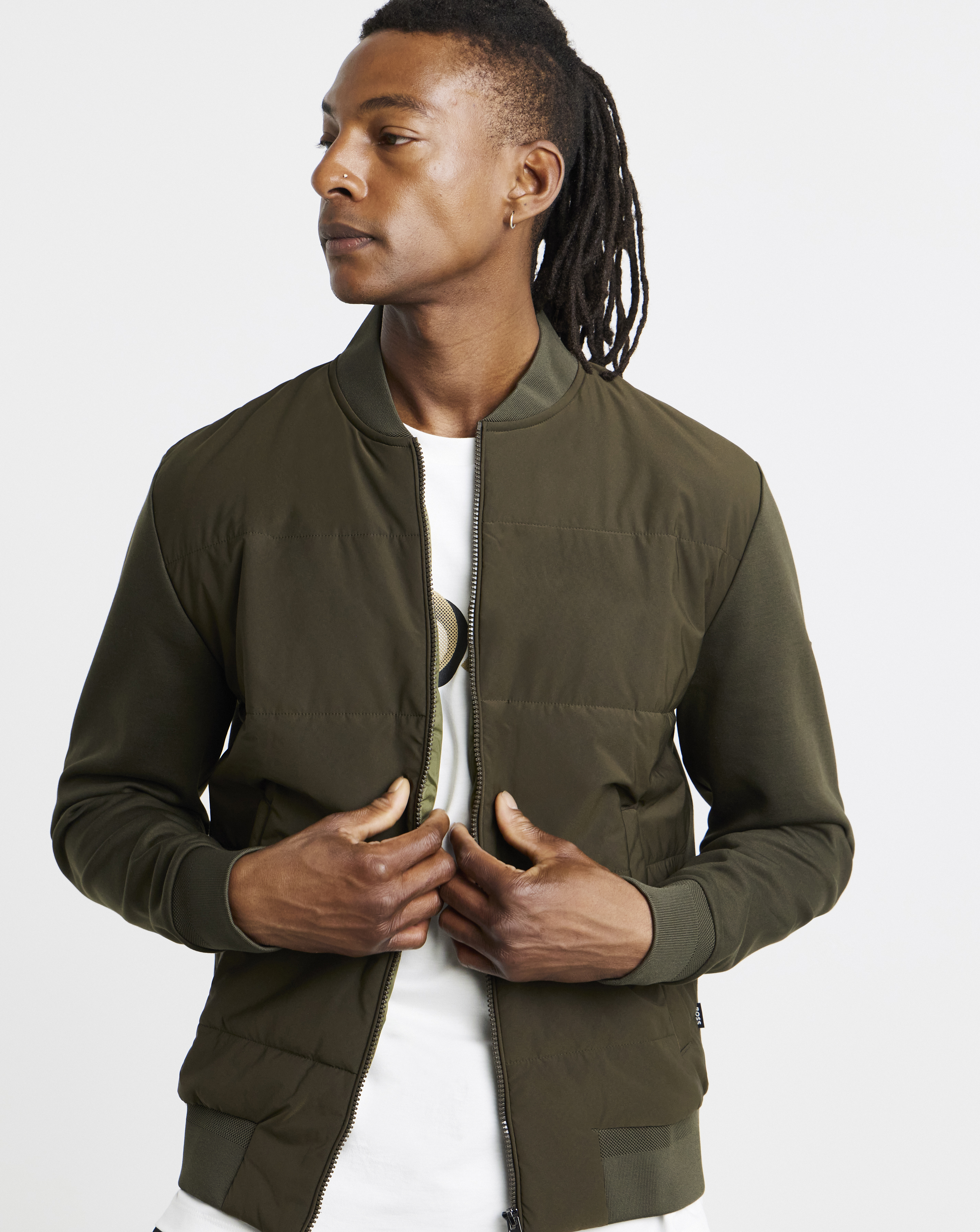 BOSS Hybrid Zip Sweat - Dark Green