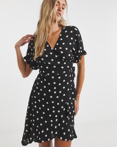 Crinkle Wrap Front Skater Dress