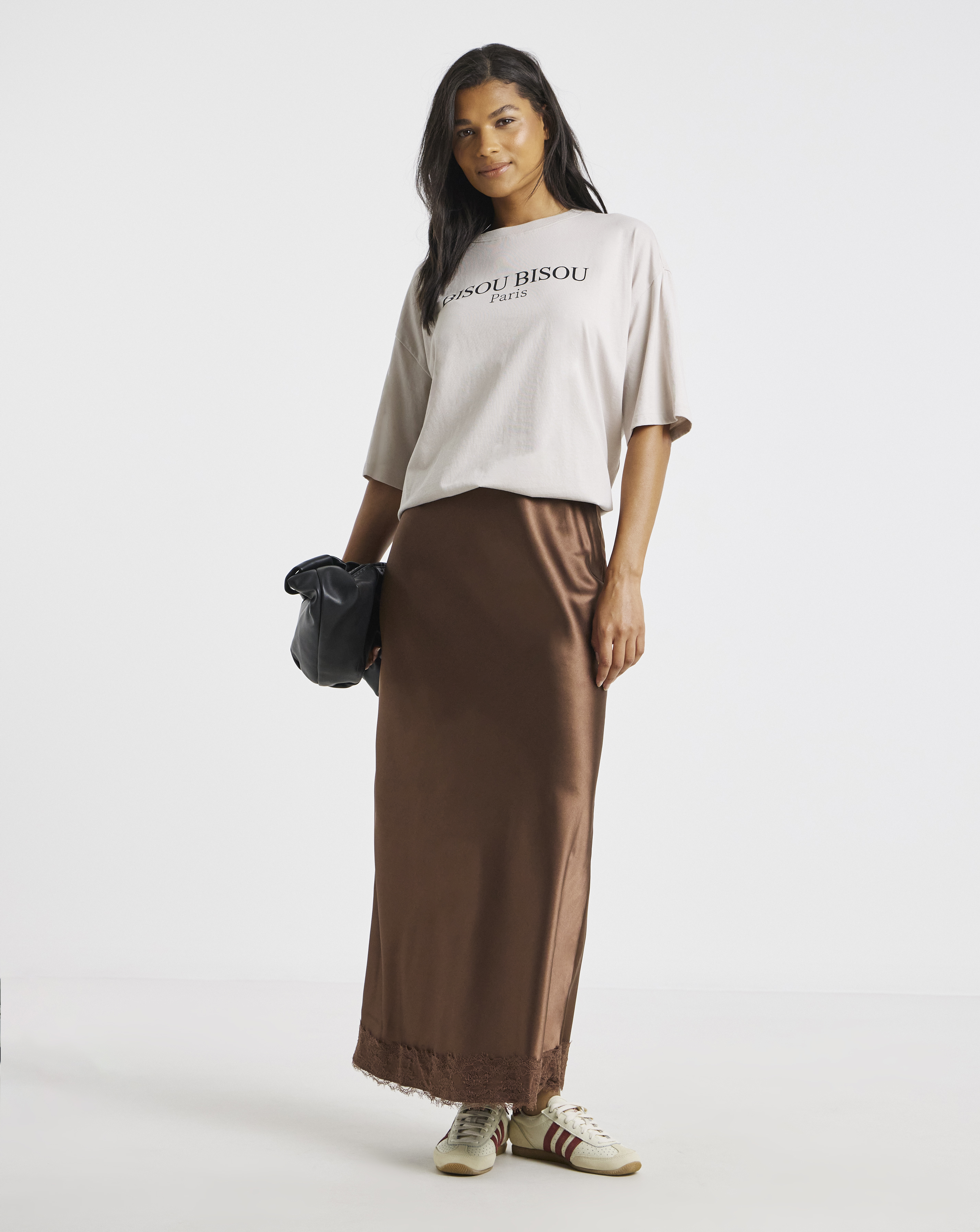 Simply Be Satin Lace Hem Midaxi Skirt