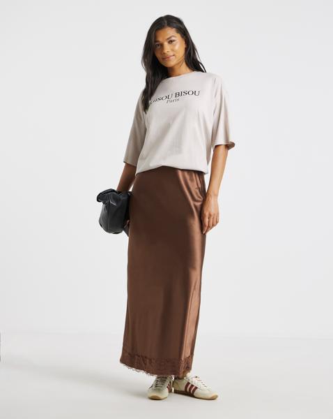 Simply Be Satin Lace Hem Midaxi Skirt