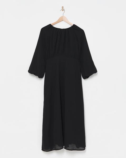 Textured Tie Back Smock Dress