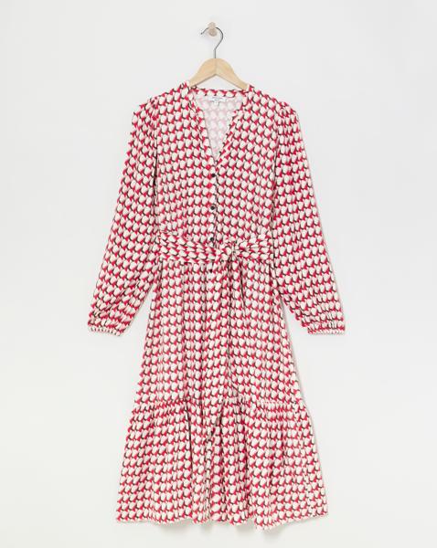 Button Through Tie Belt Midi Dress