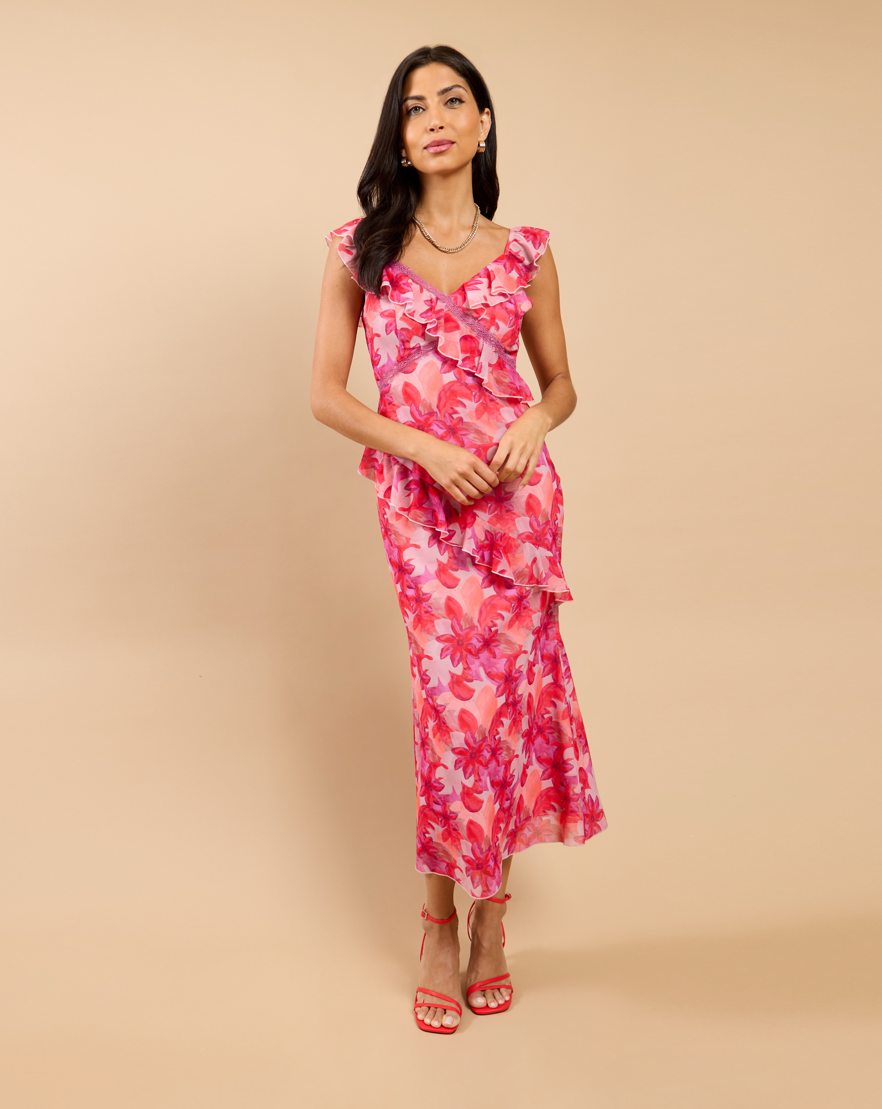 LM Floral Ruffle Midaxi