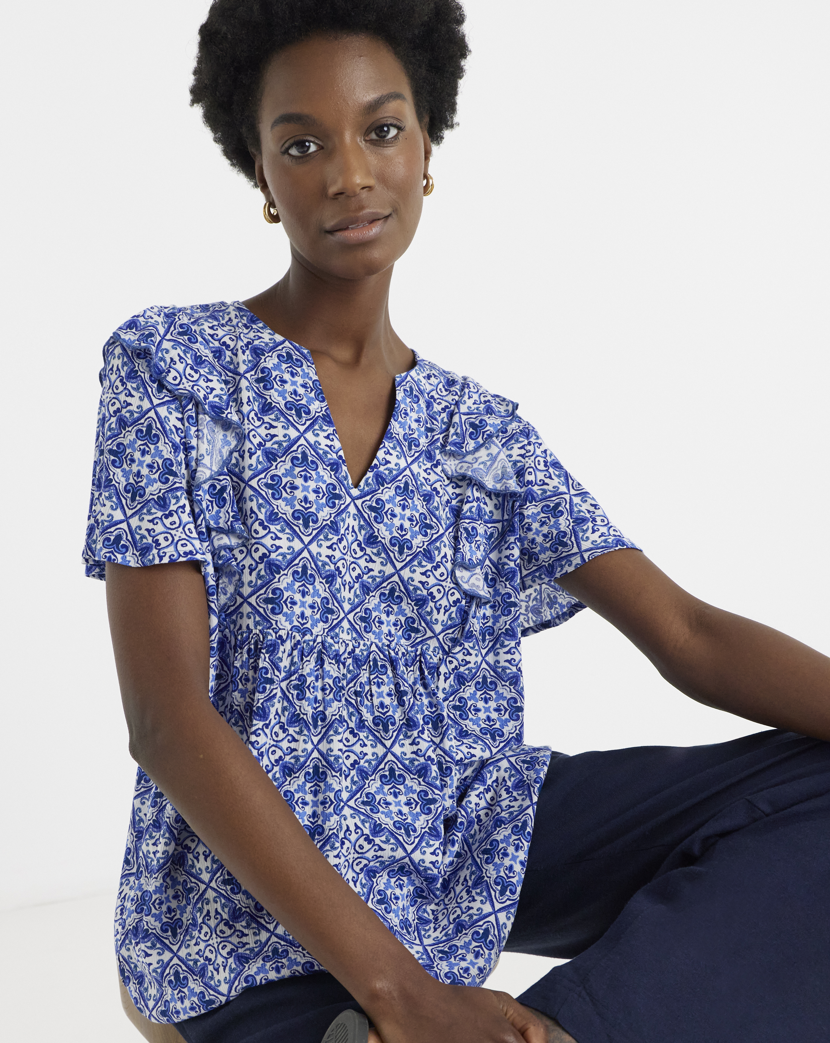 Frill Detail Angel Sleeve Top