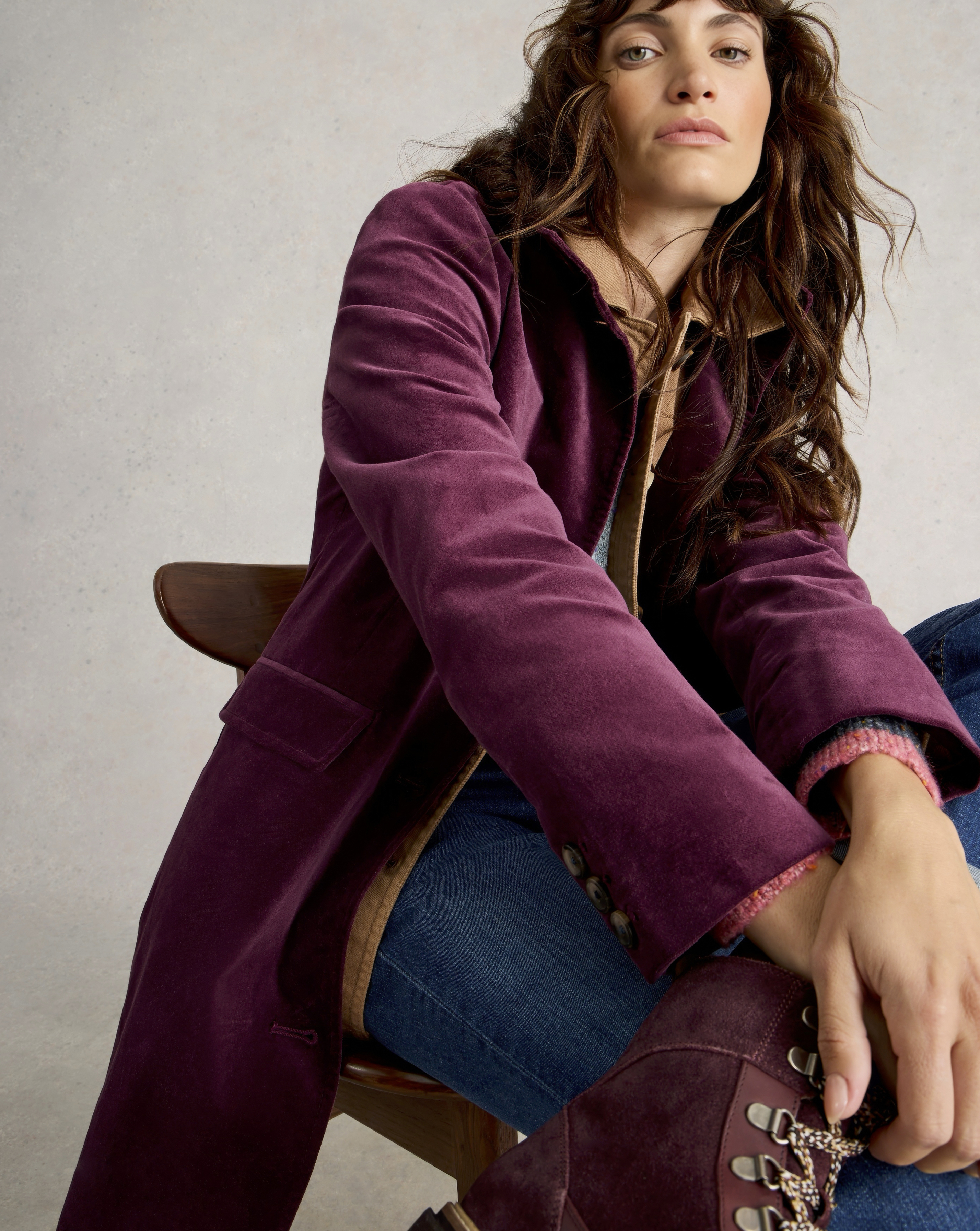 White Stuff Karla Velvet Coat