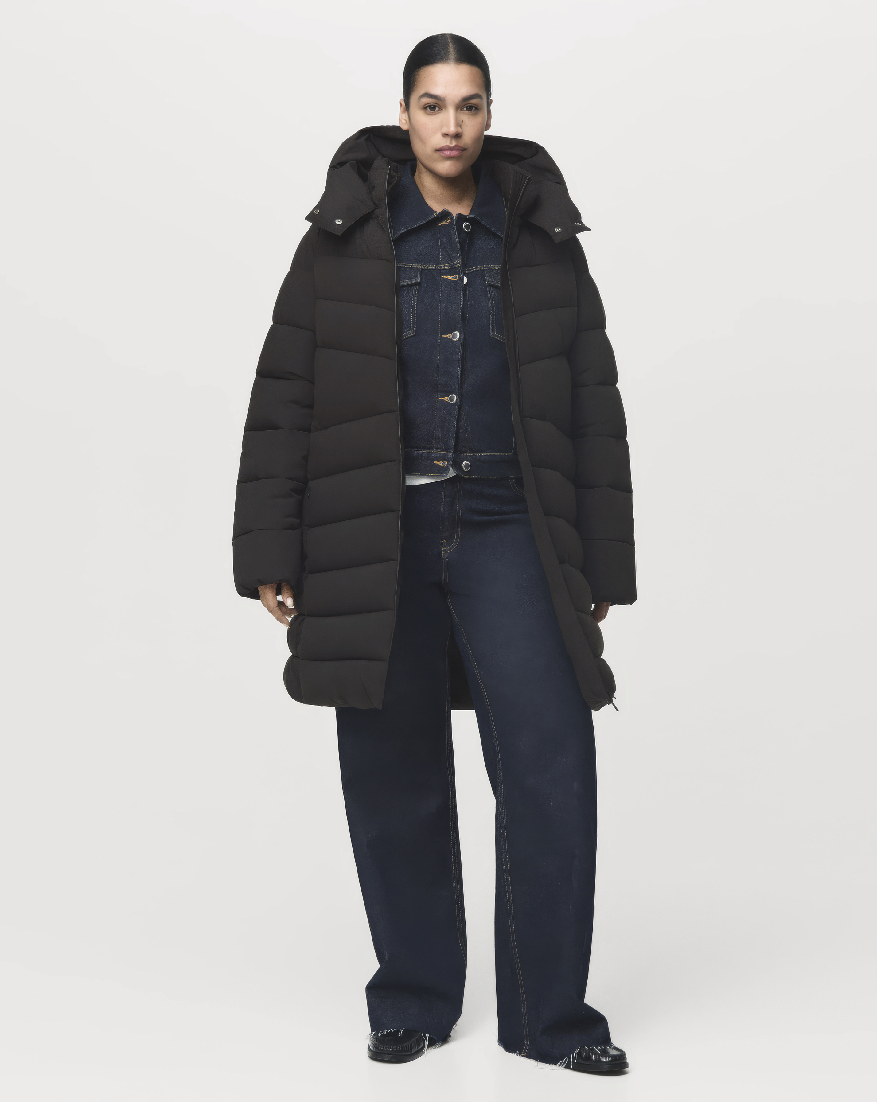 Mango Double Zip Hooded Puffer Coat