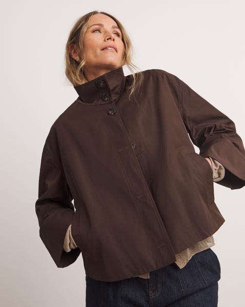 Funnel Neck Short Trench Jacket