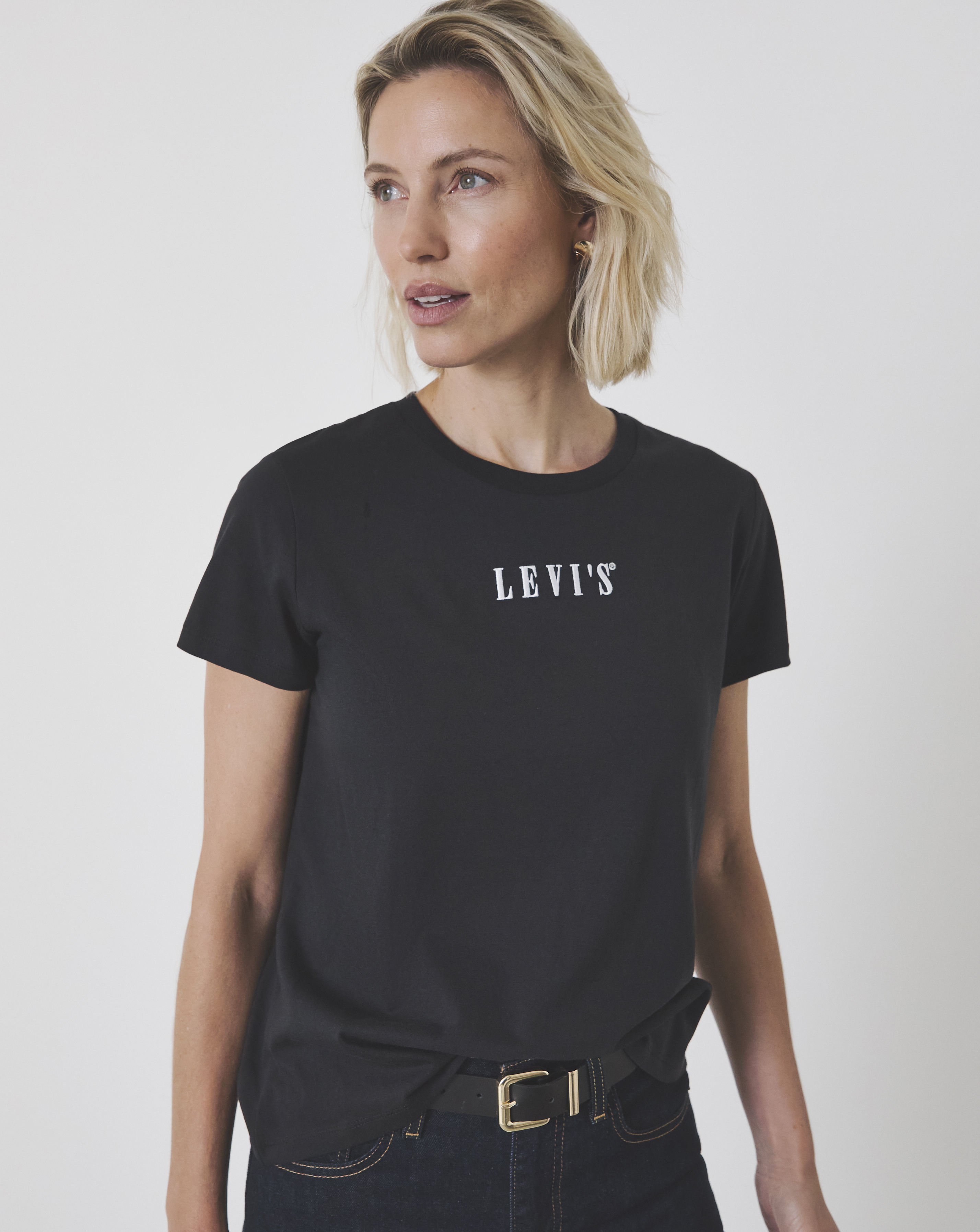 Levi's Black Perfect Tee Embroidered Caviar - 4XL