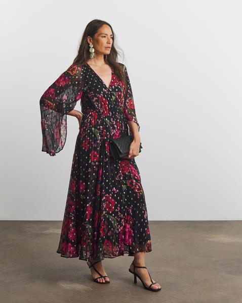 Joanna Hope Metallic Floral Maxi Dress - Image