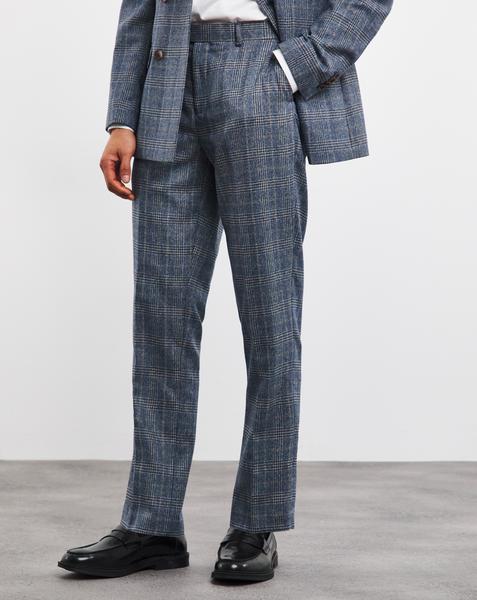 Blue Check Regular Fit Suit Trouser