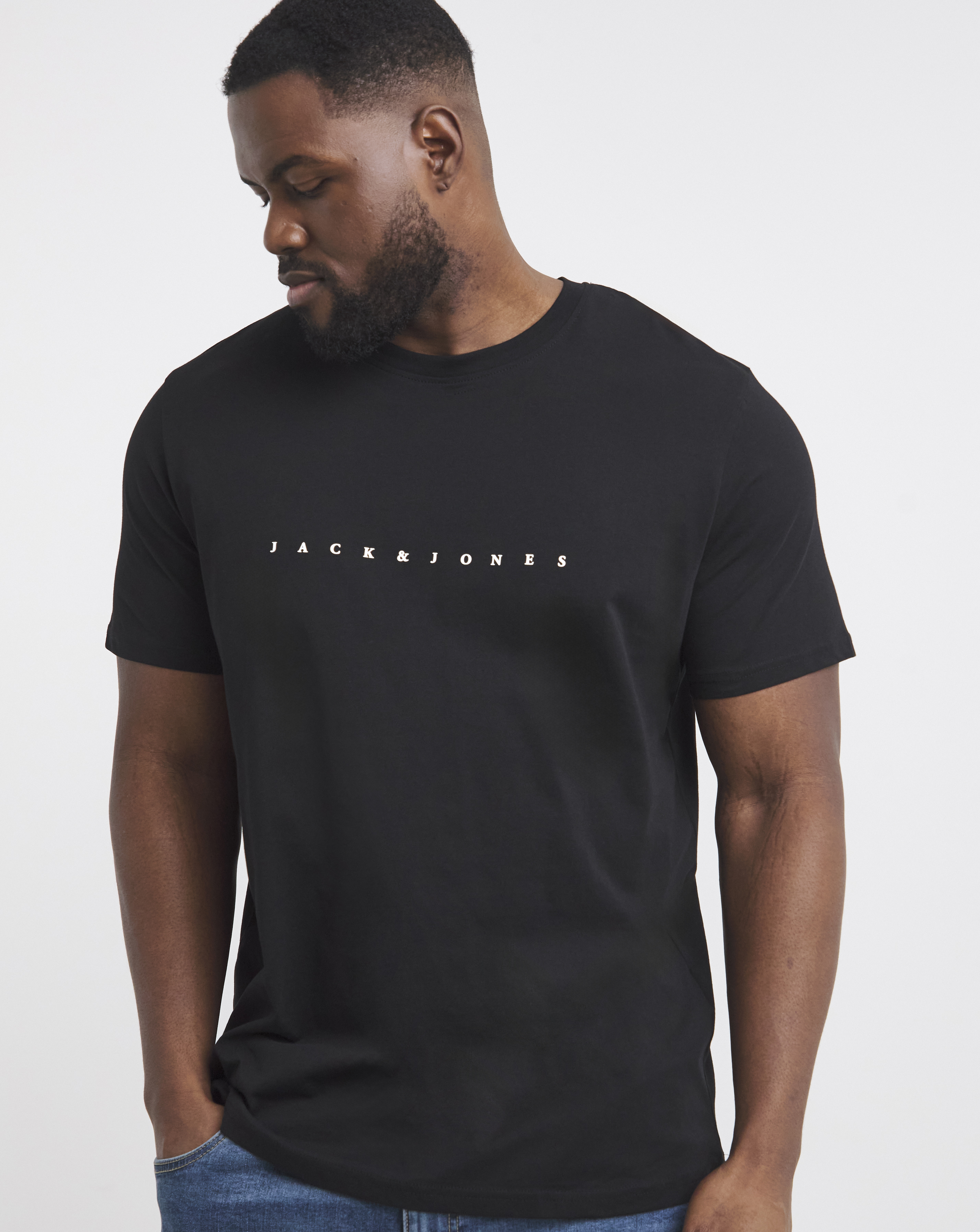 Jack & Jones Mens T-Shirt Black 1XL(50) - 100% Cotton