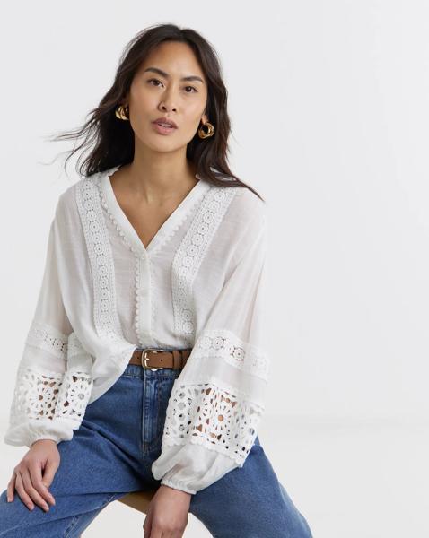 Lace Trim Prairie Blouse