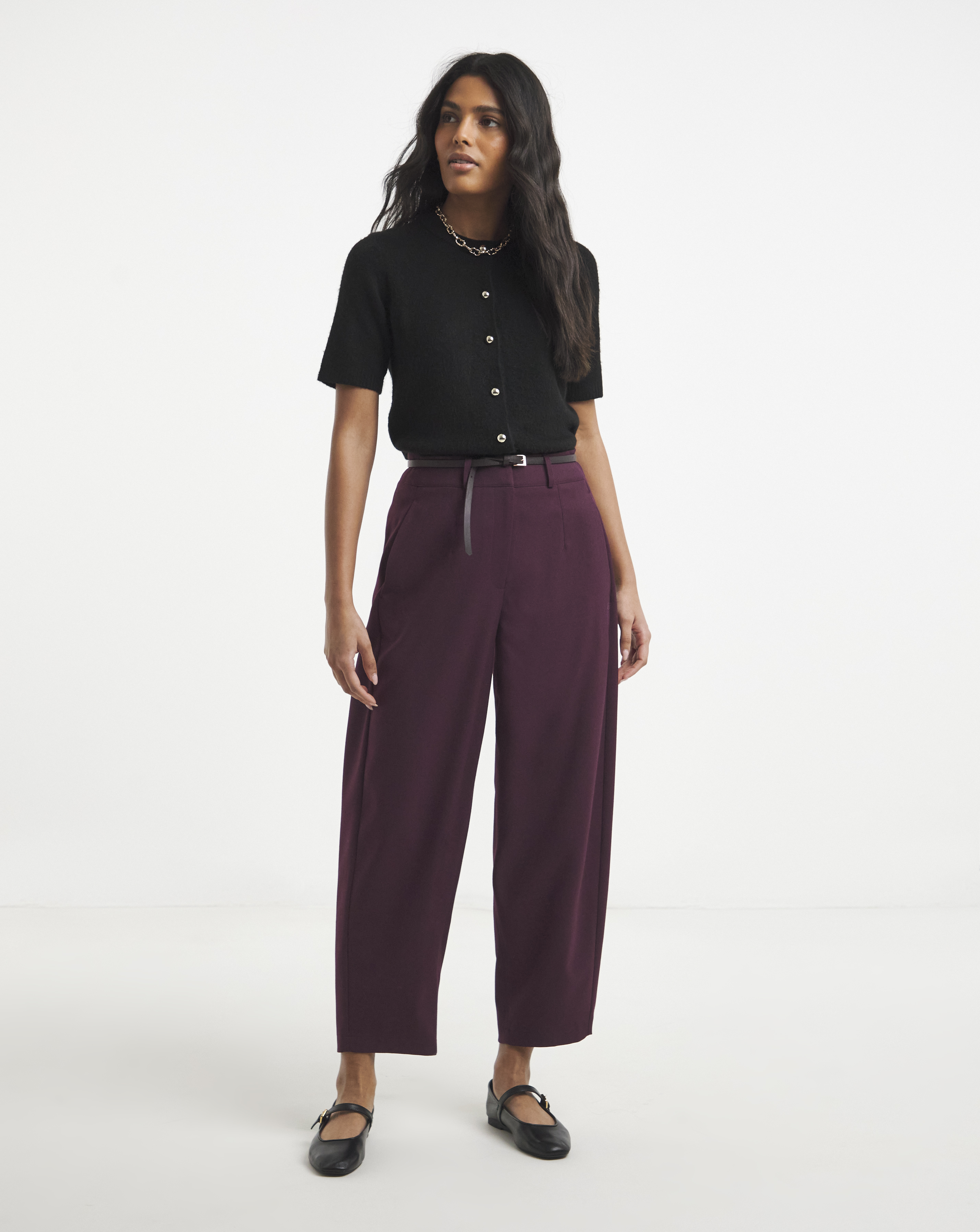 Simply Be Aubergine Barrel Leg Trouser