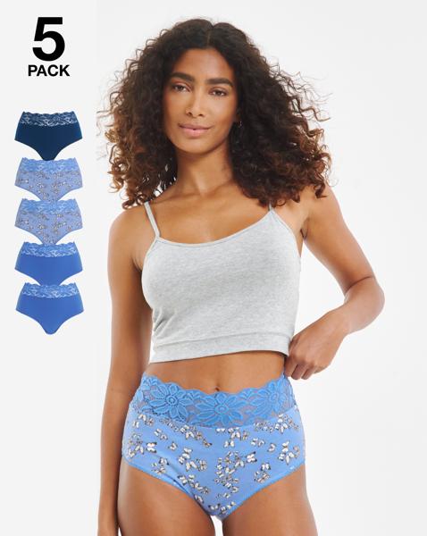 5Pack Lace Top Full Fit Briefs