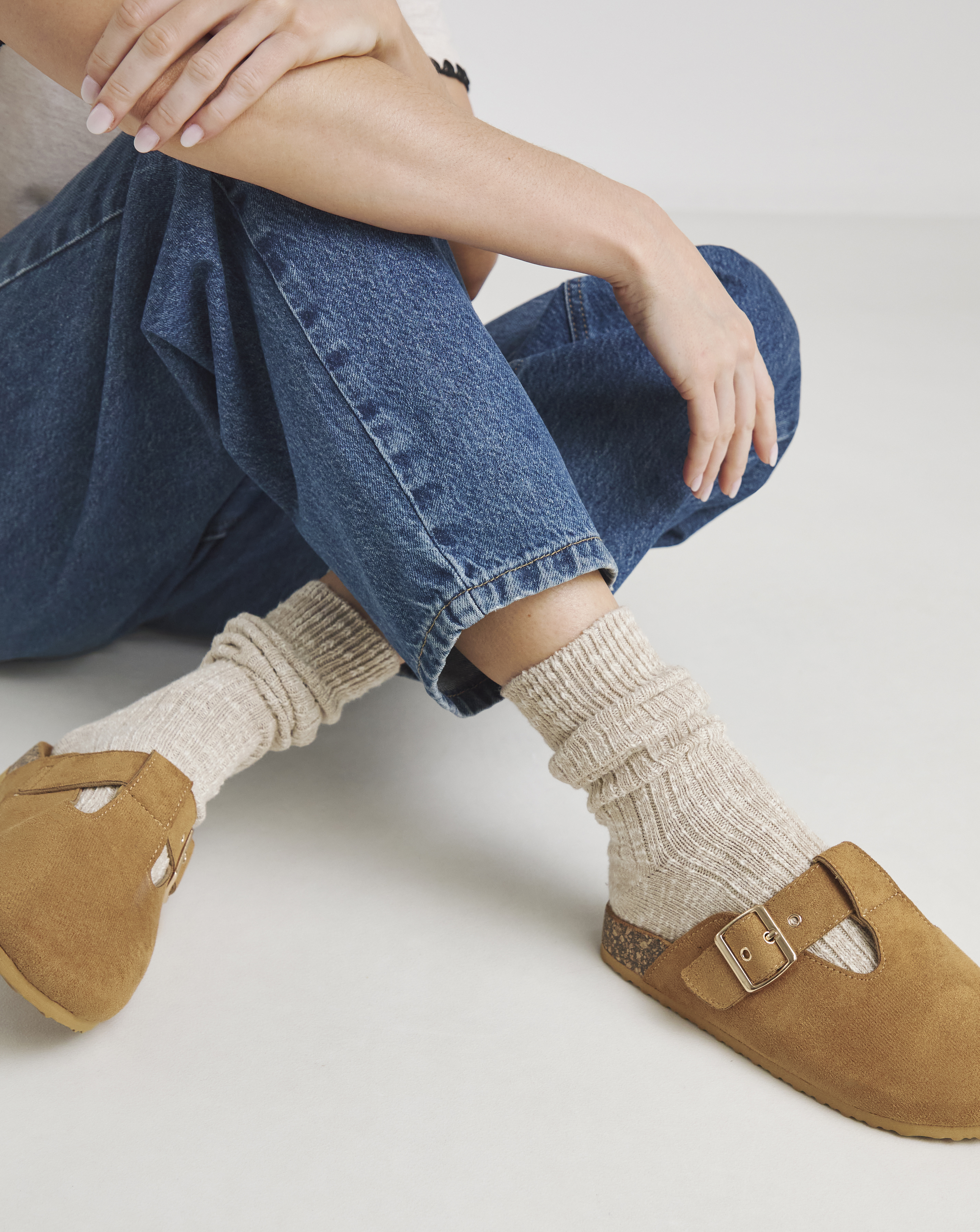 Buckle Footbed Closed Toe Mule Wide Fit