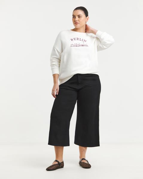 24/7 Cropped Wide LEG Jean- Black