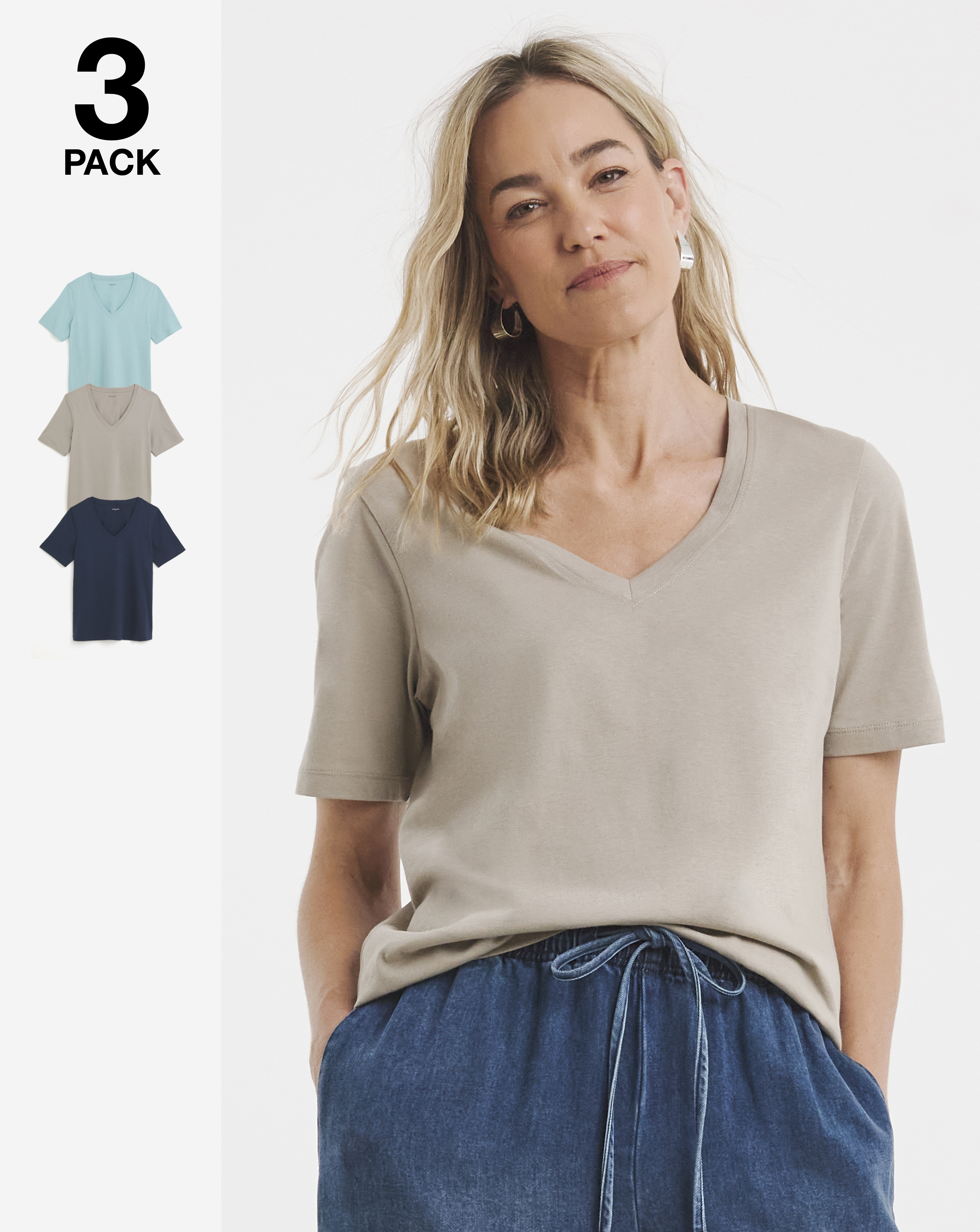 3 Pack V Neck T-Shirts