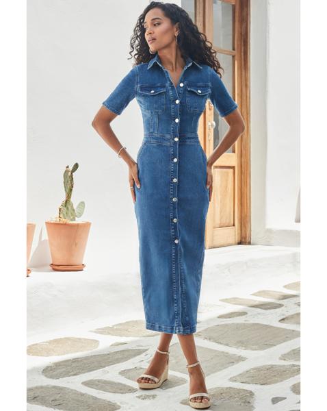 Sosandar Short Sleeve Midaxi Dress