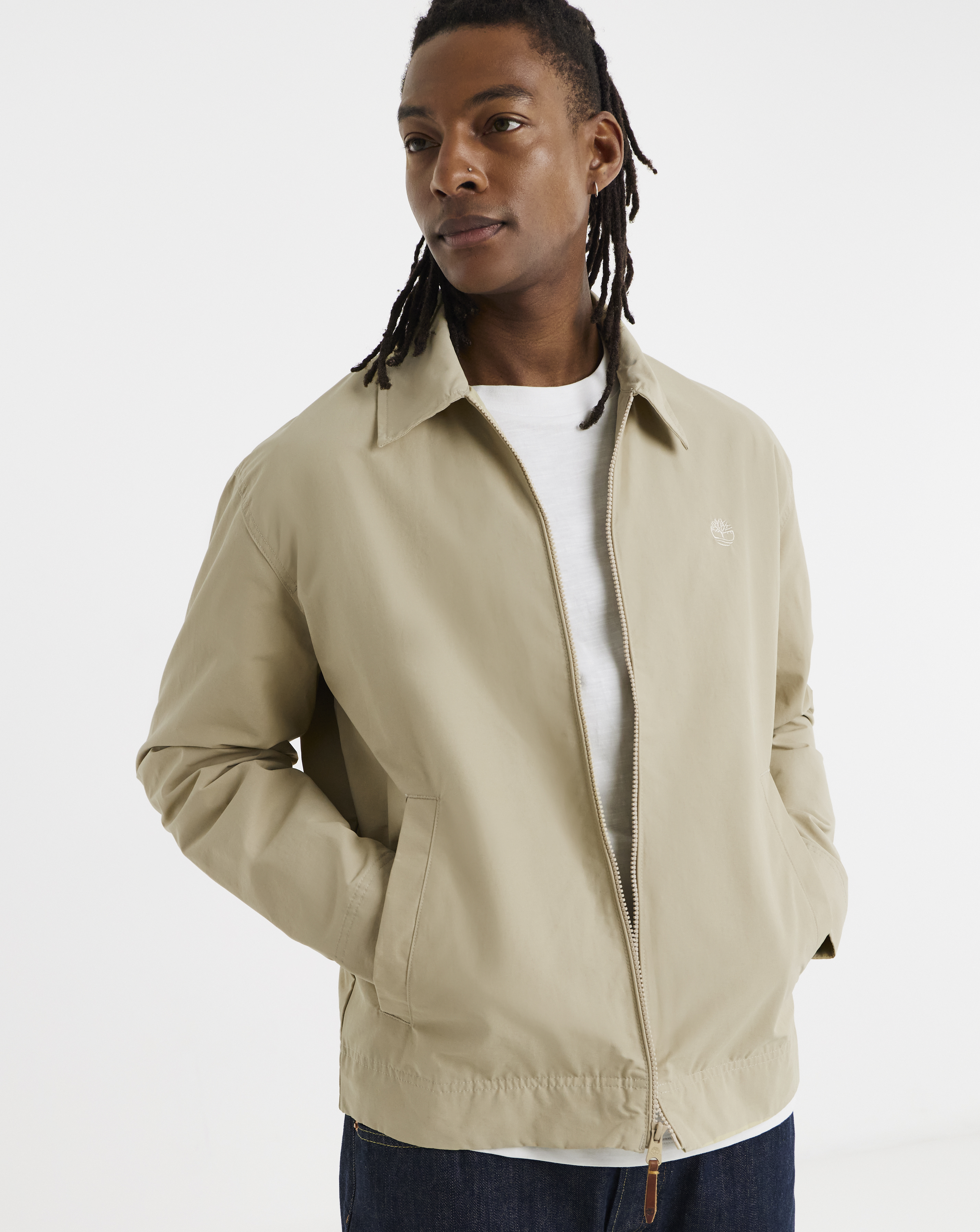 Timberland Men's Bomber Jacket - Cotton Blend - Stone - 2XL