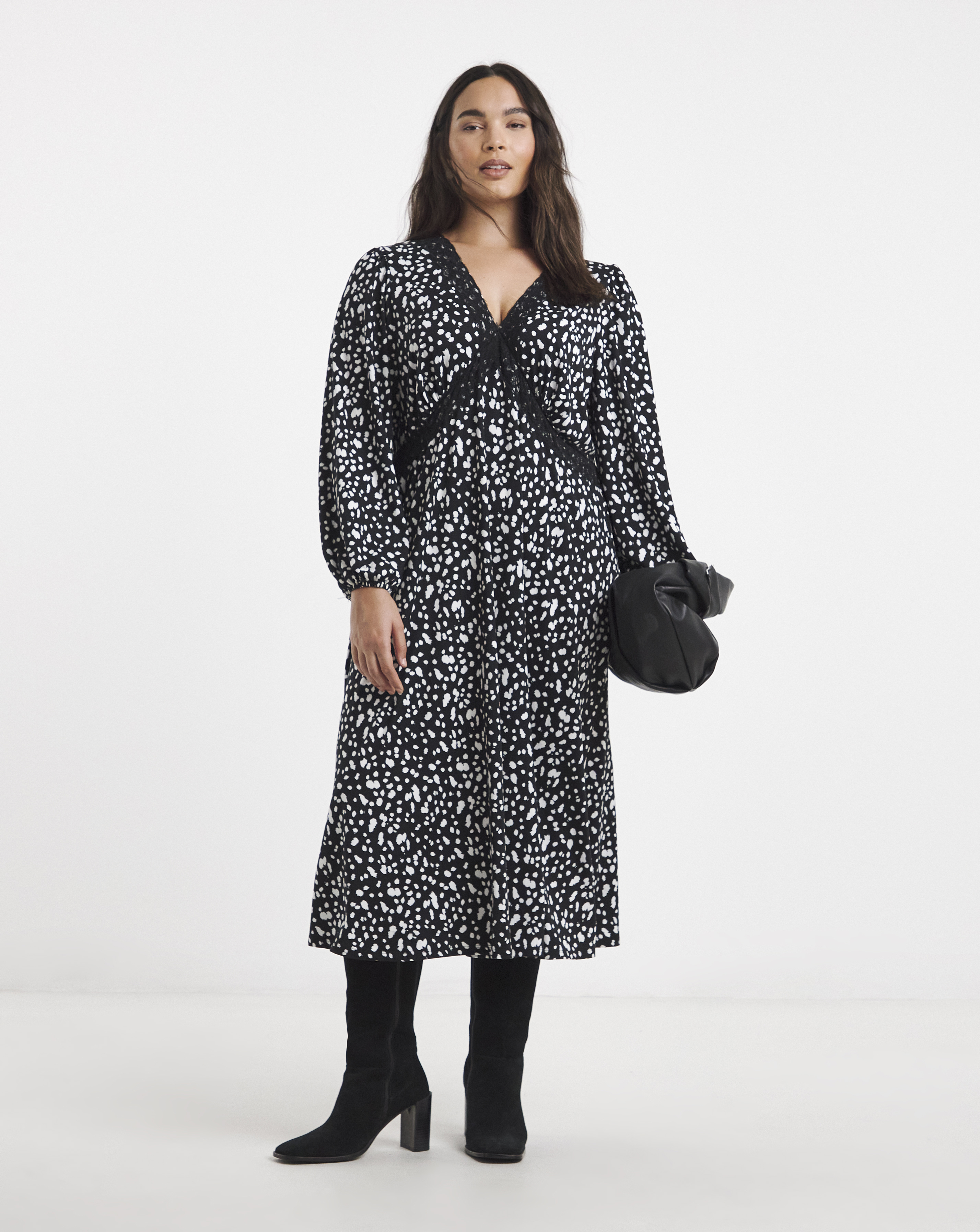 Supersoft Lace Trim Midi Dress