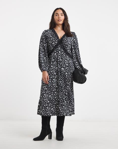 Supersoft Lace Trim Midi Dress
