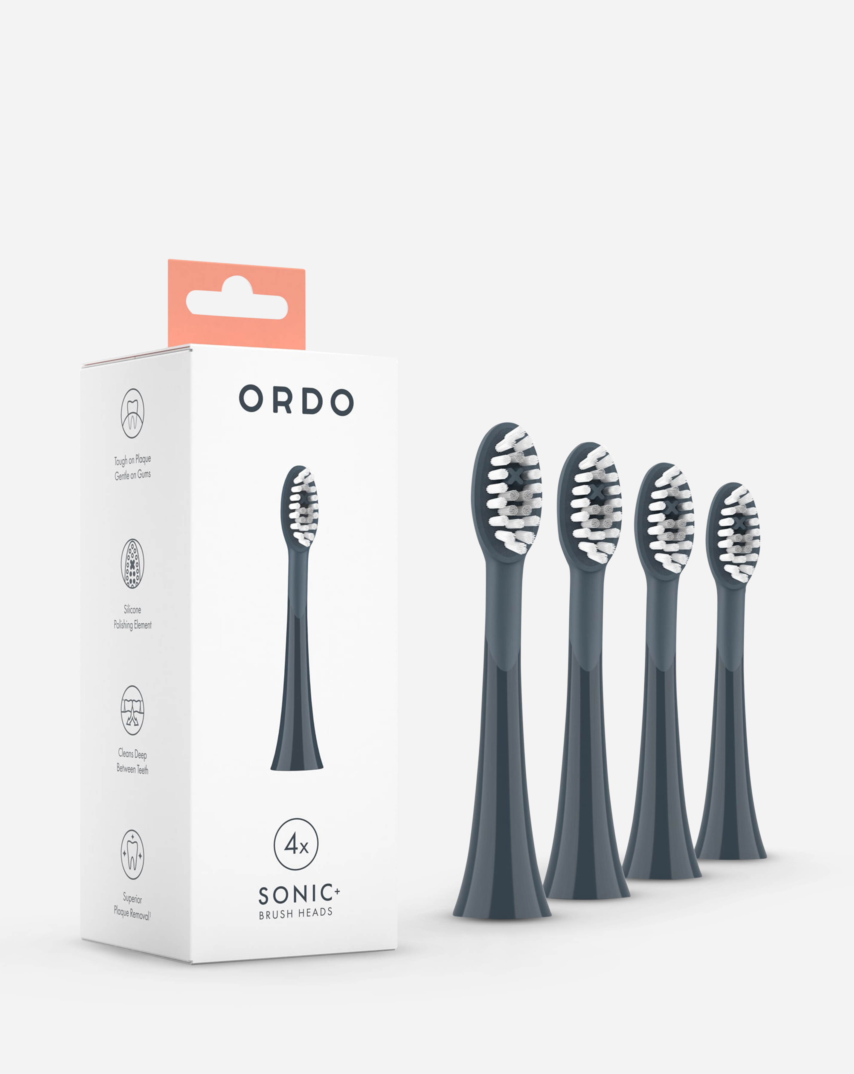 Brush Heads 4 Pack - Charcoal Grey