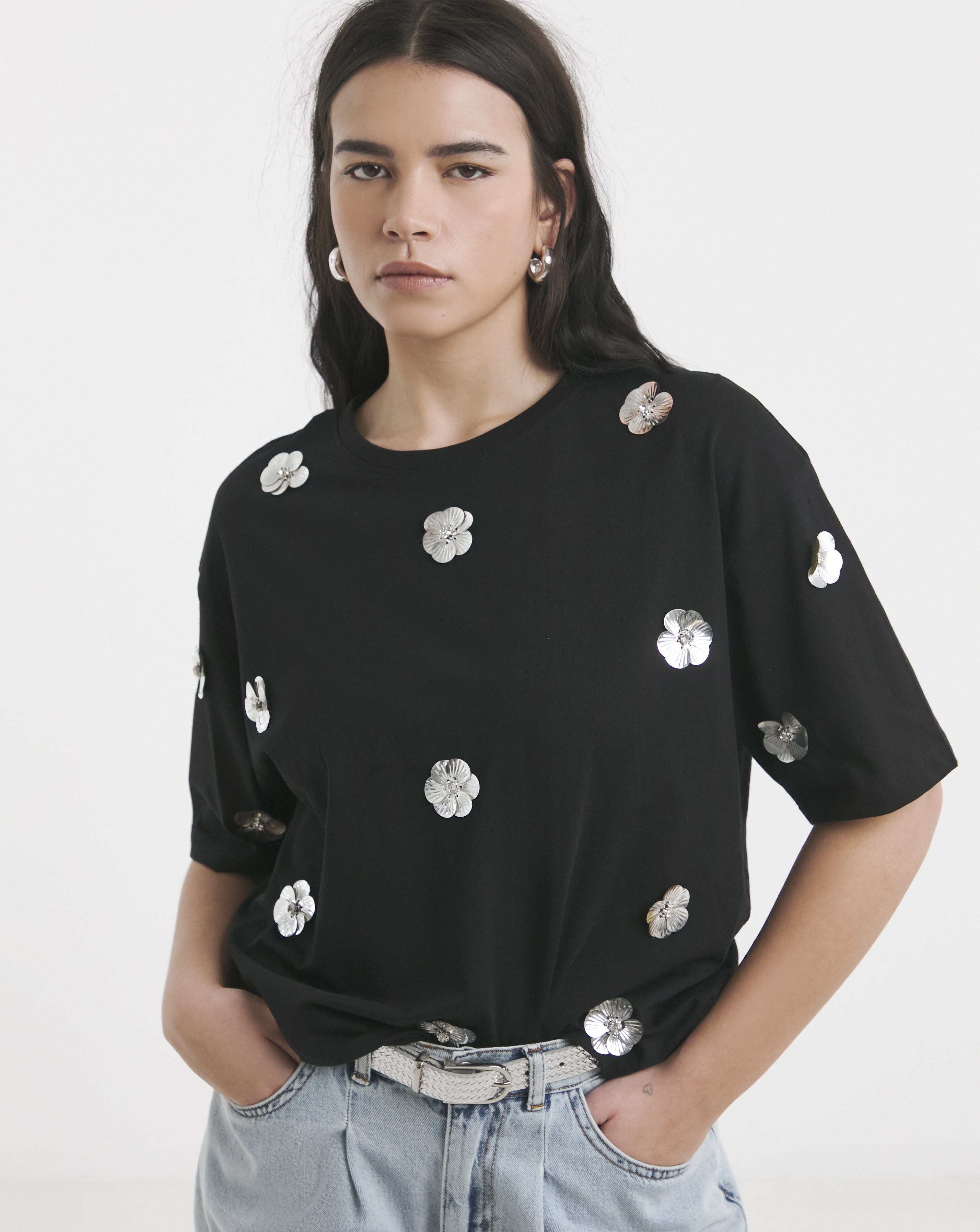 Embellished Flower Tee