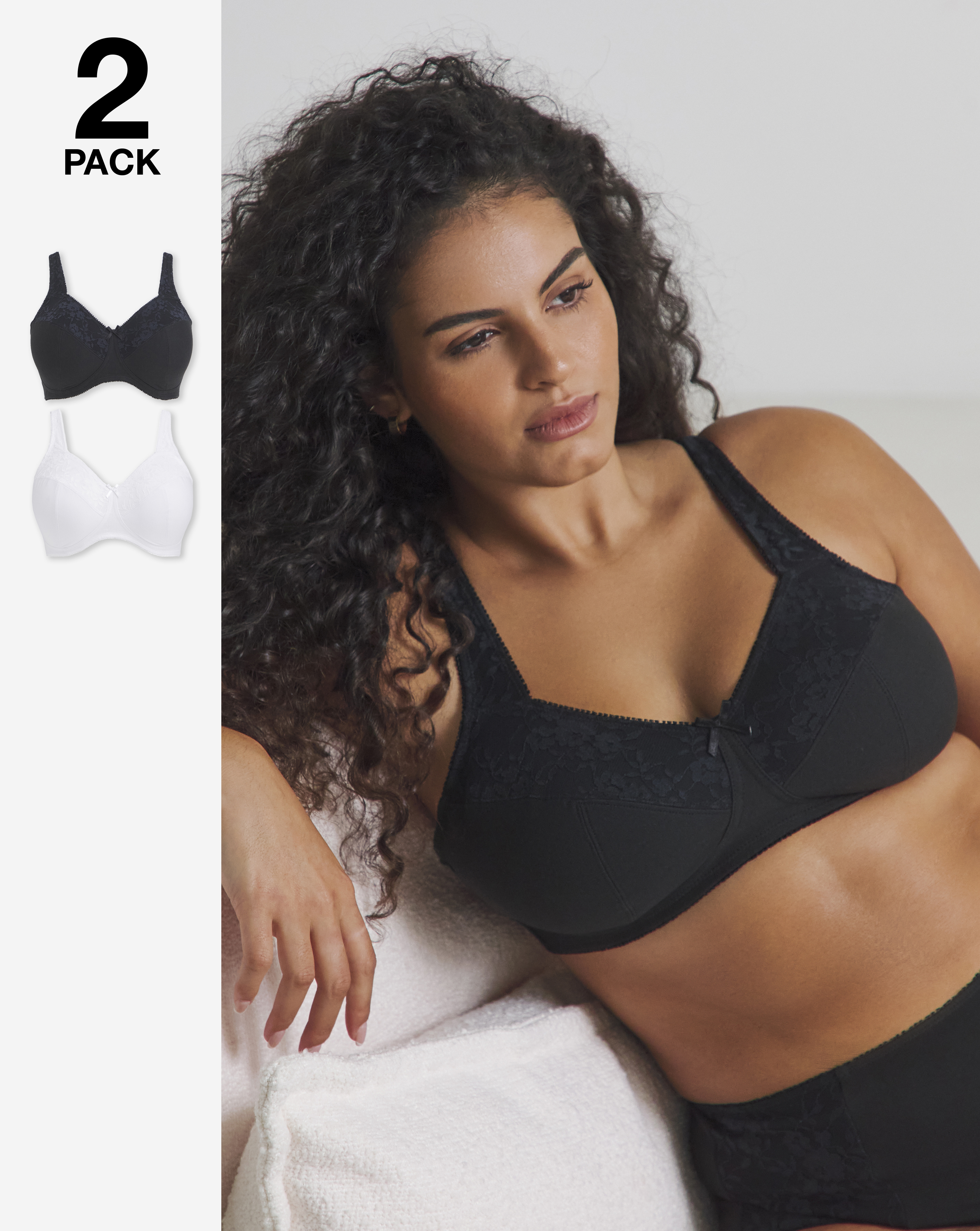 2 Pack New Sarah Full Cup Non Wired Bras