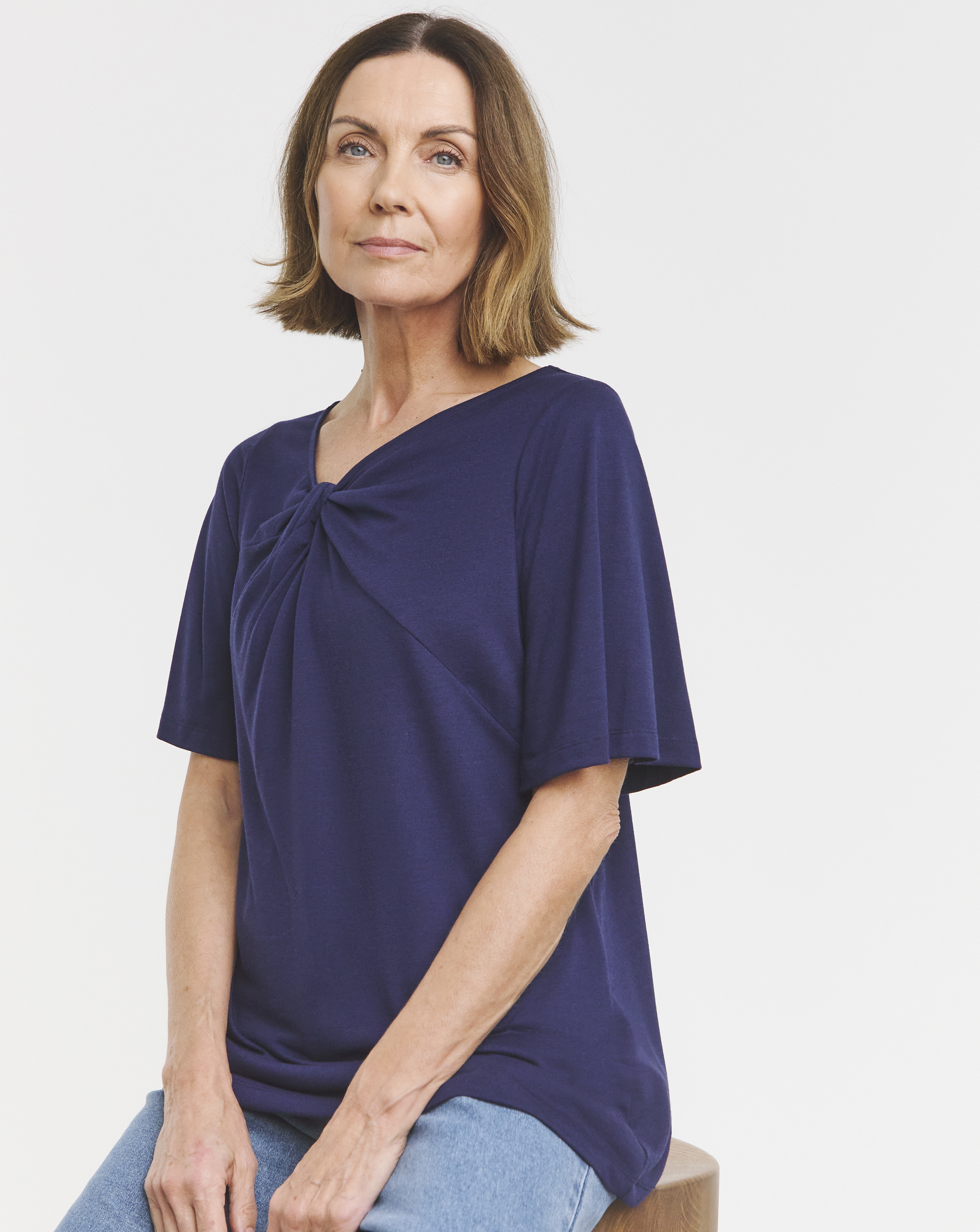 Twist Detail Angel Sleeve Top