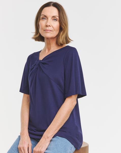 Twist Detail Angel Sleeve Top