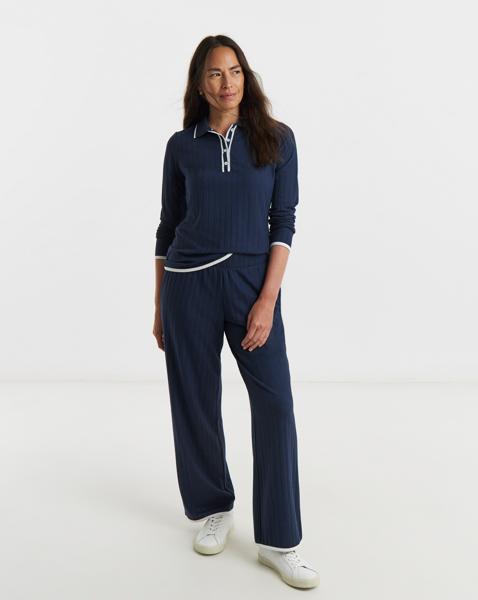 Tipped Ribbed Wide Leg Jogger