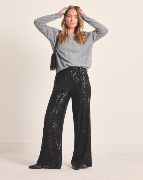 Simply Be Sequin Wide Leg Trousers