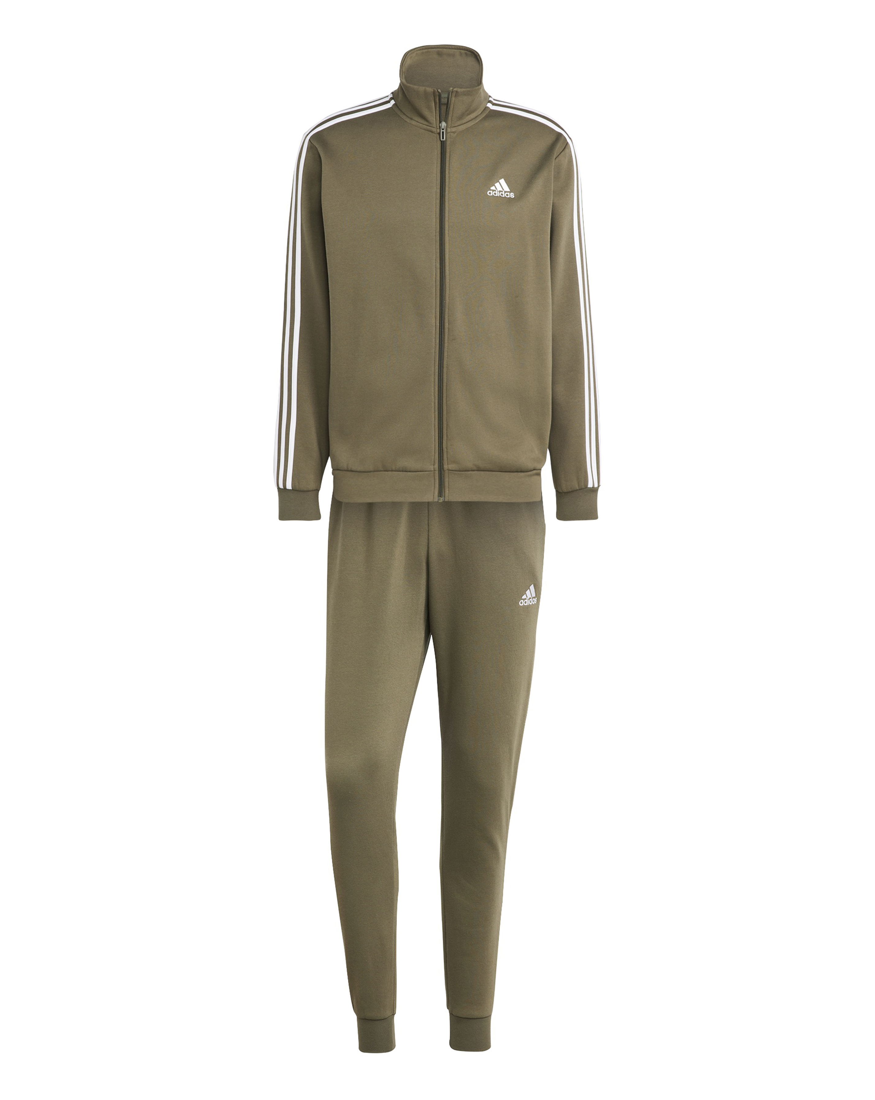 adidas 3 Stripes Fleece Tracksuit - Olive