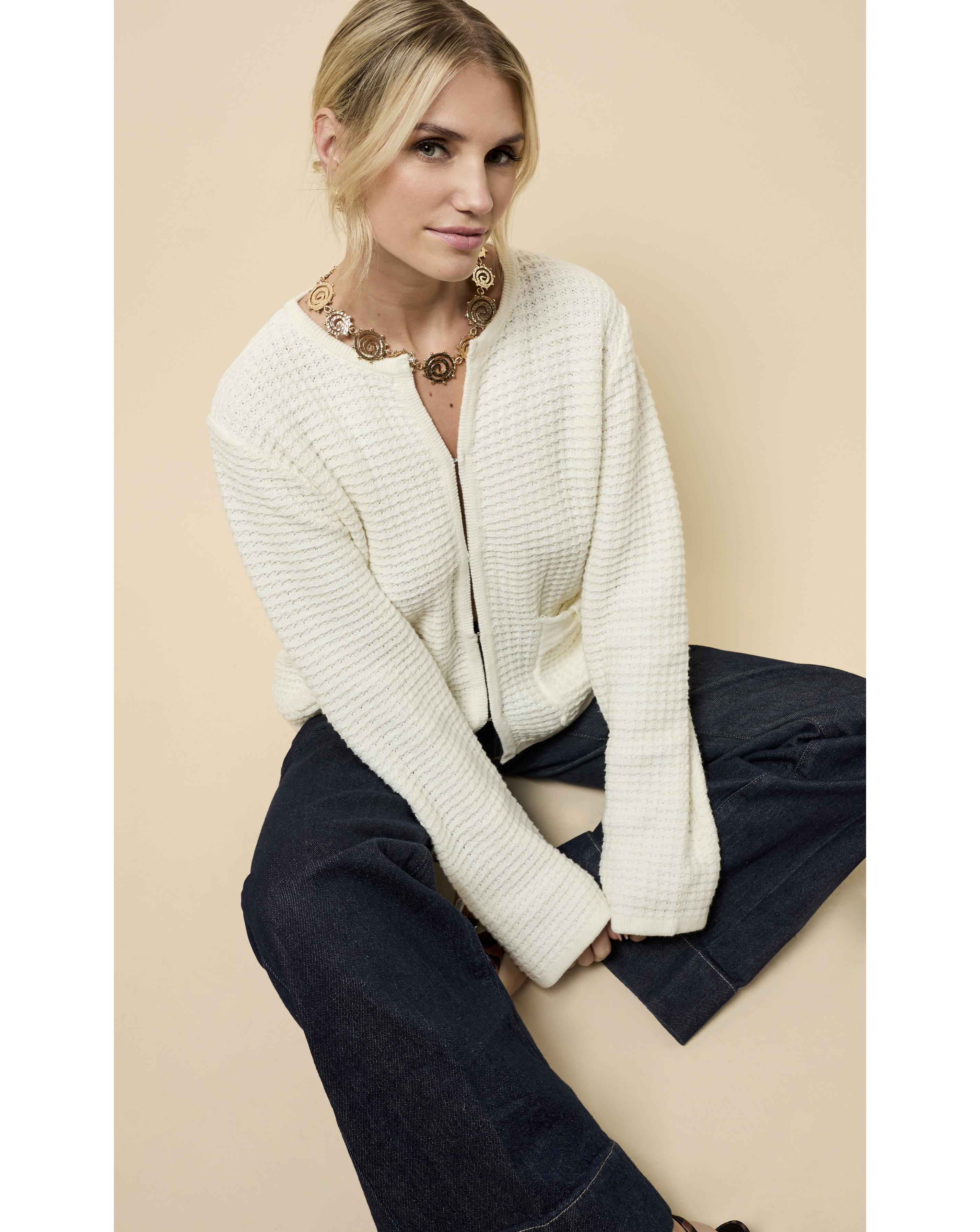 Little Mistress Cream Pocket Detail Cardigan - Extra Small