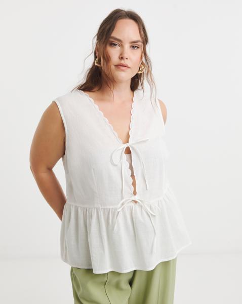 Simply Be White Tie Front Camii - Image