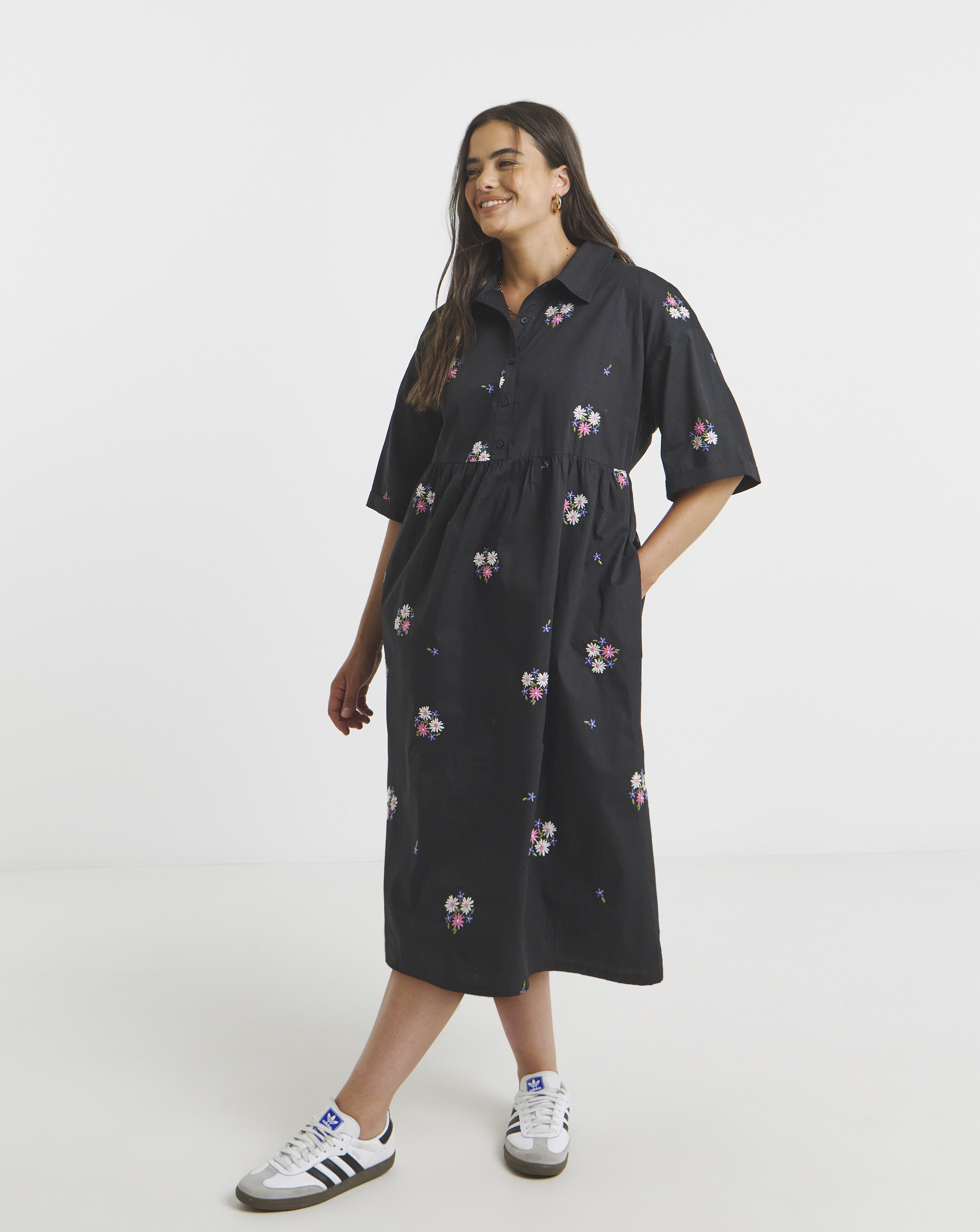 Embroidered Shirt Dress