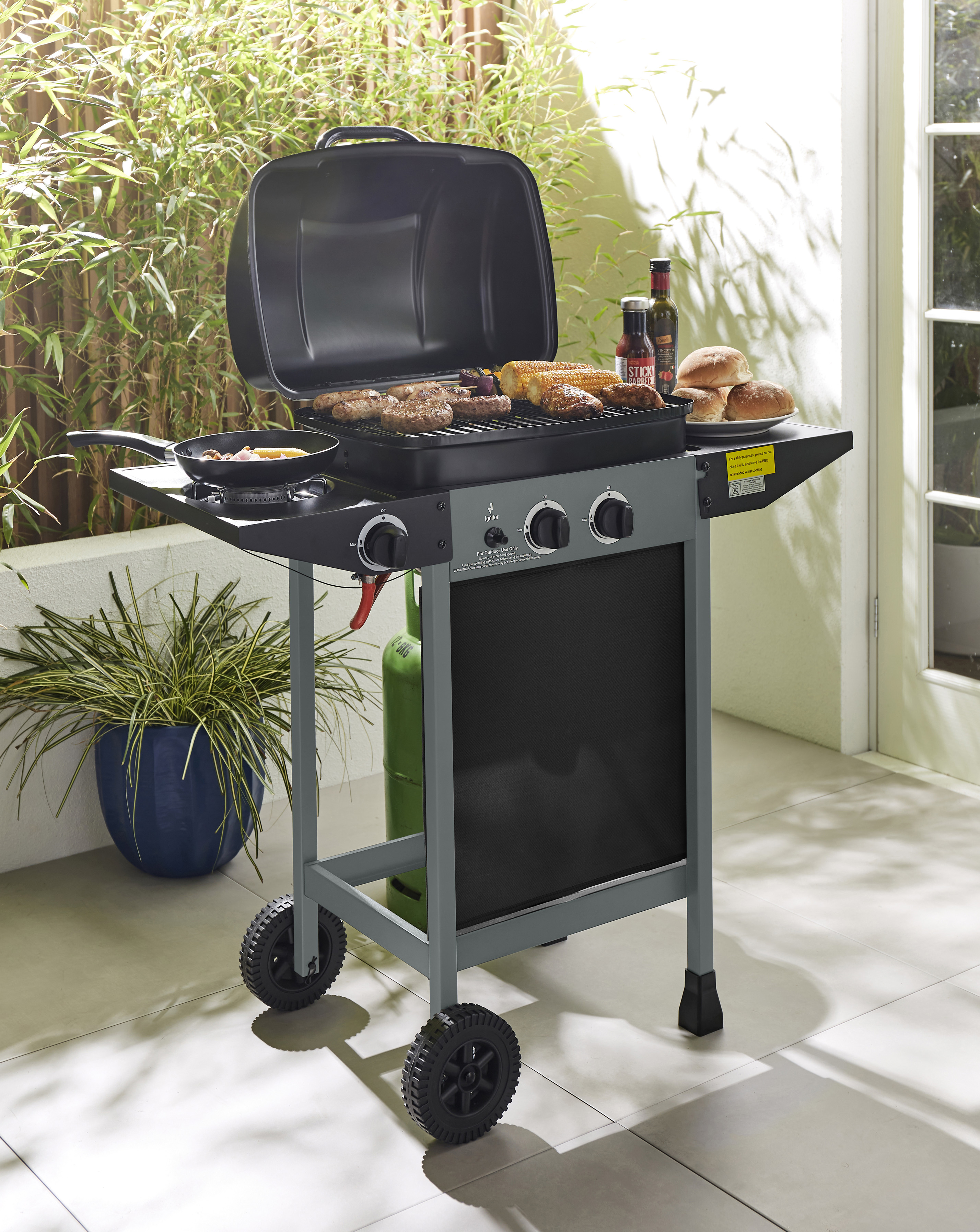 2 Burner Gas BBQ with Side