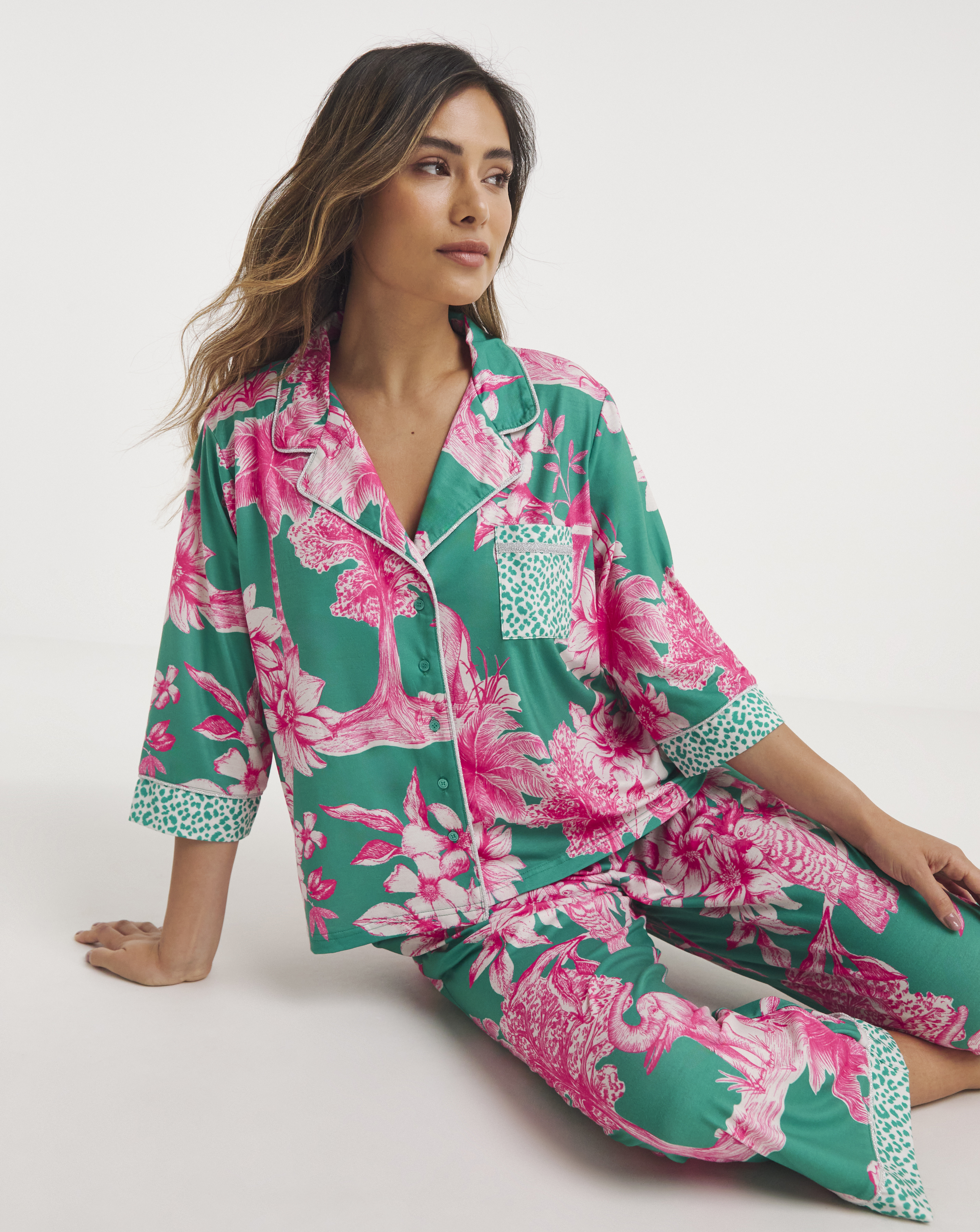 Tropical Button Through Pyjama Set