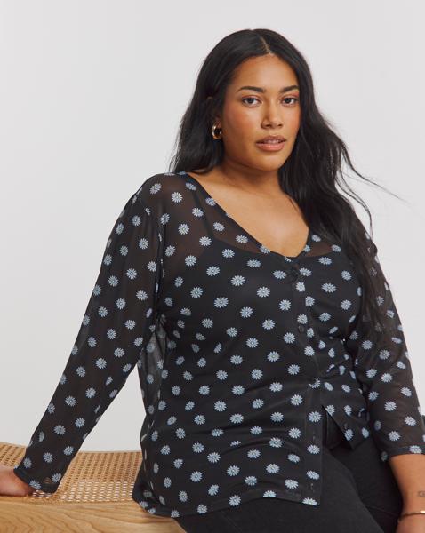 Simply Be Mesh Button Through Cardi