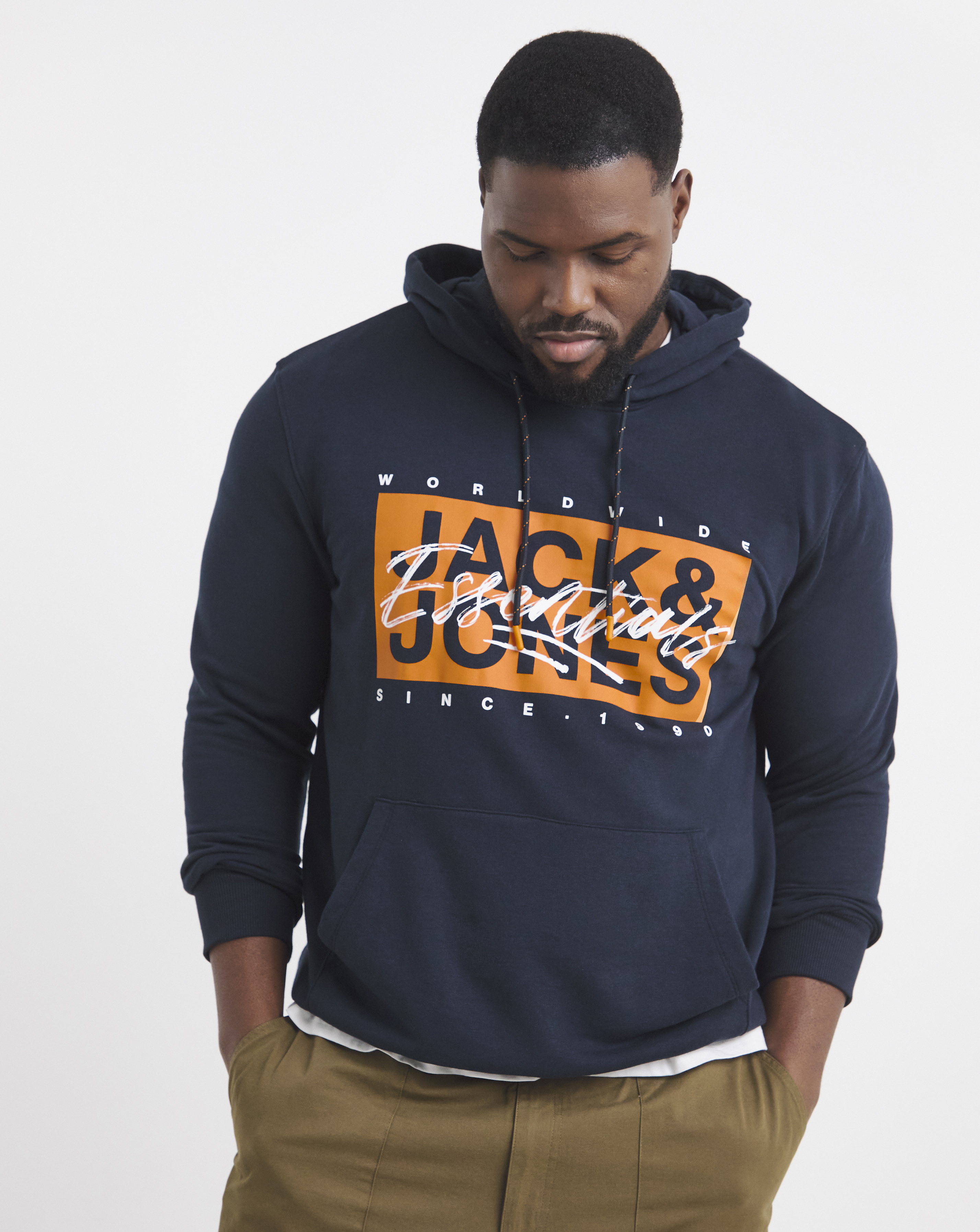 Jack & Jones Colton Logo Hoodie - Navy