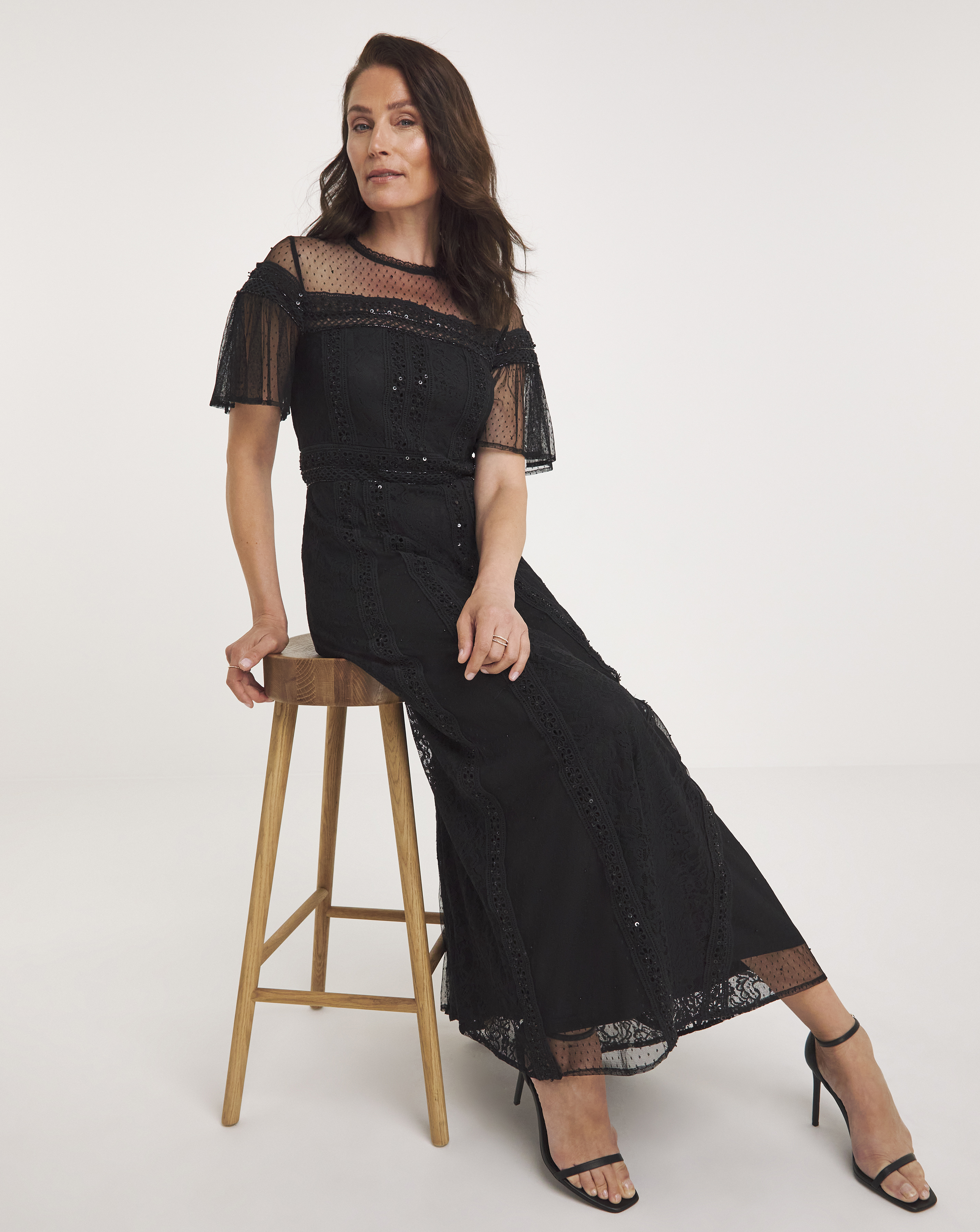 Joanna Hope Mesh Lace Beaded Dress