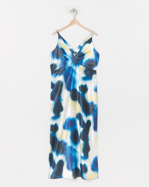 Simply Be - Women's Blue Print Satin Cami Maxi Dress - Size 26 - Blue print